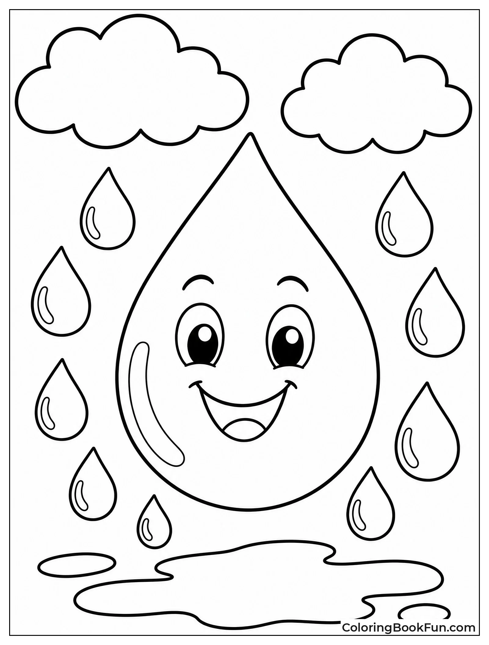 Big Smiling Raindrop with Drops