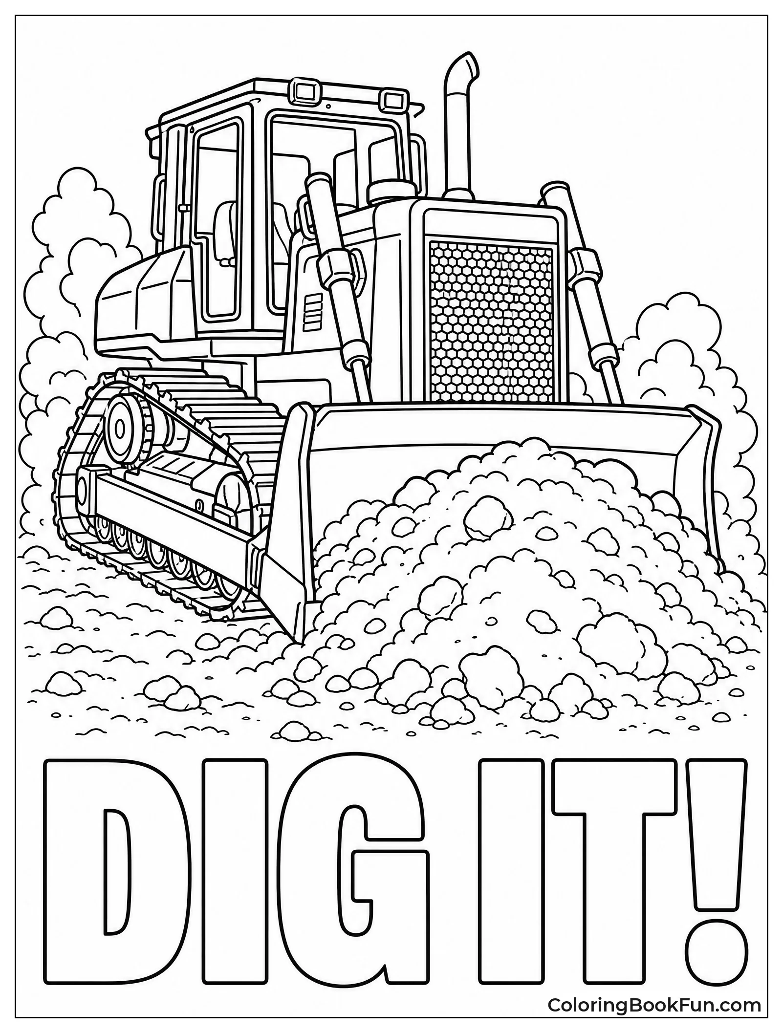 Bulldozer Pushing Big Mound of Dirt