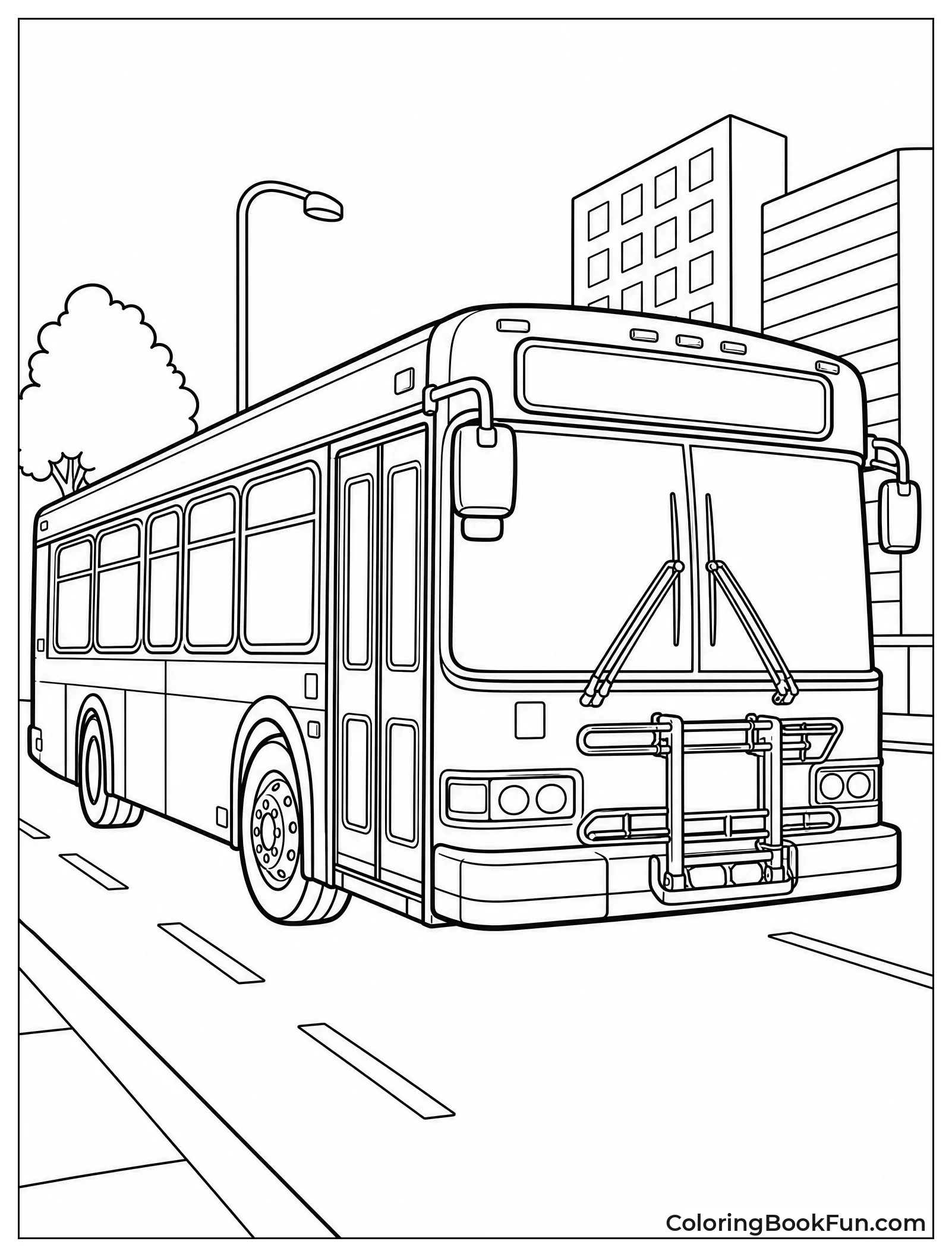 Realistic City Bus On Street