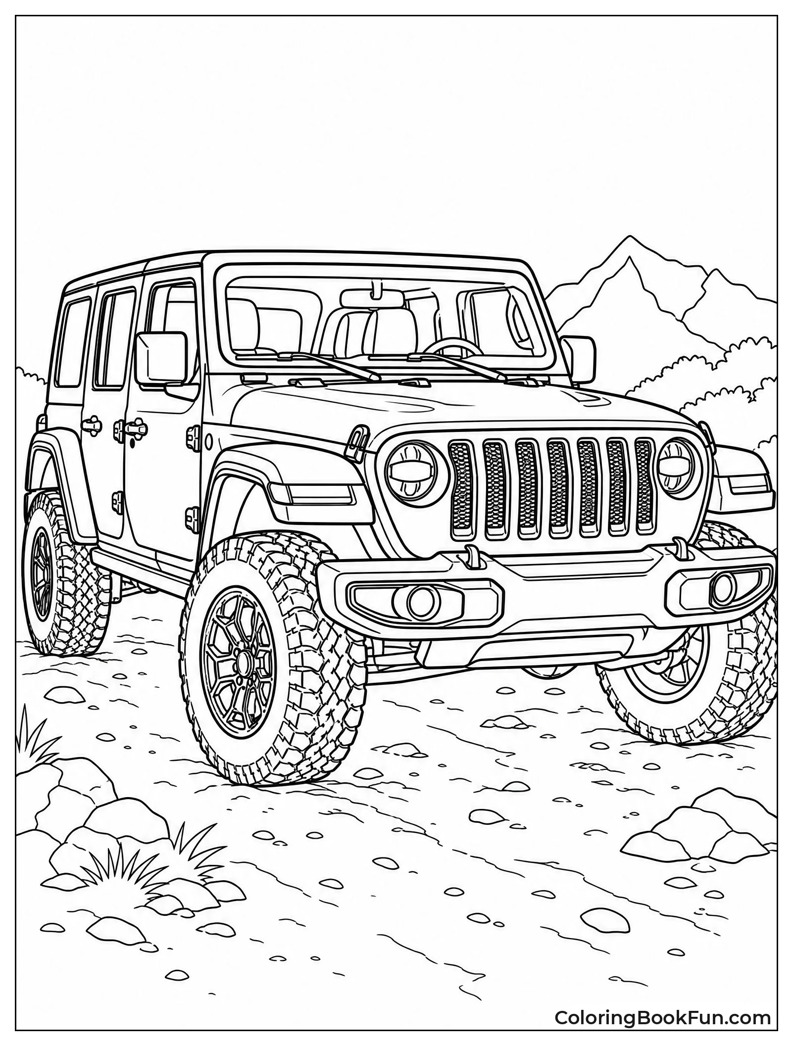 Realistic Jeep With Fine Details