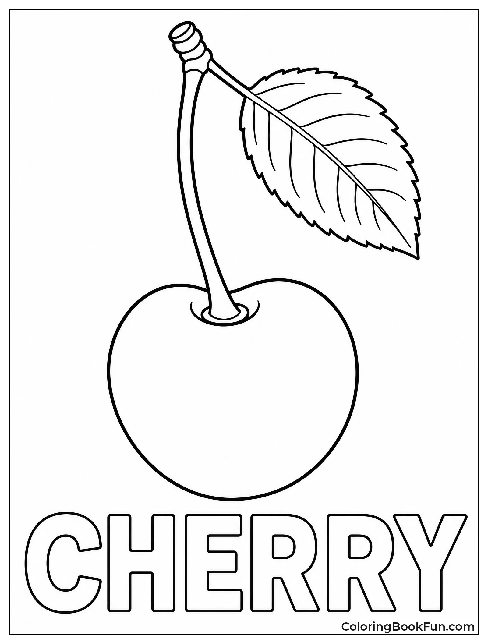 Realistic Cherry with Shaded Leaf