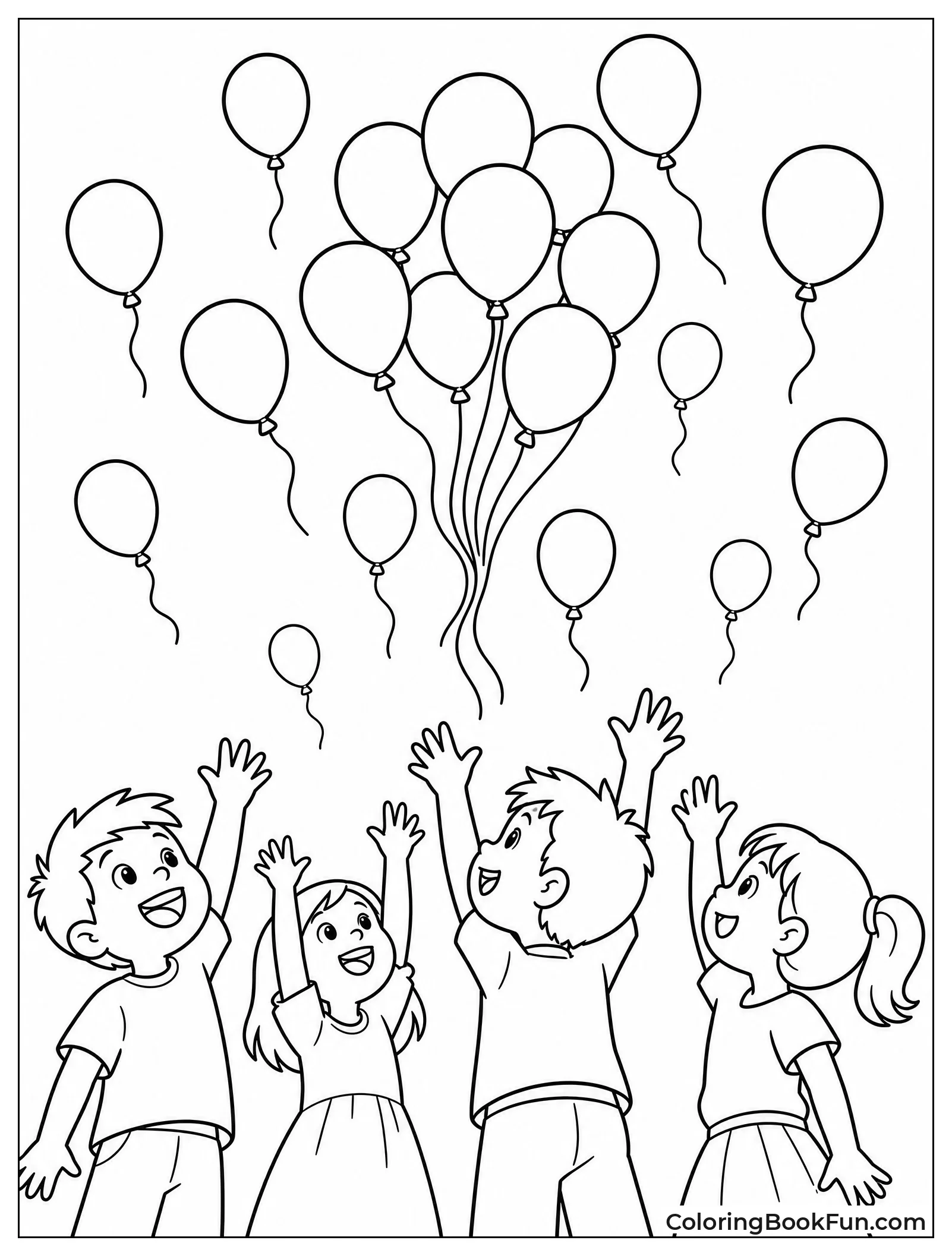 Children Releasing Balloons into Sky