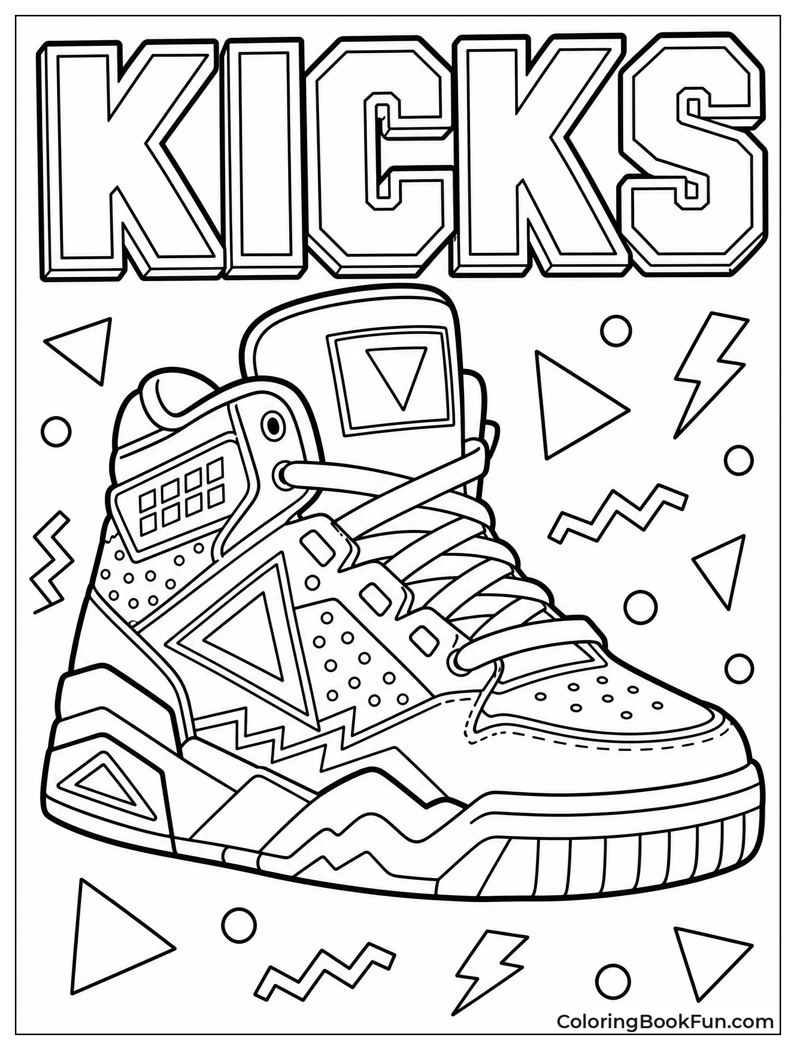 Retro Eighties Sneaker with Neon Patterns
