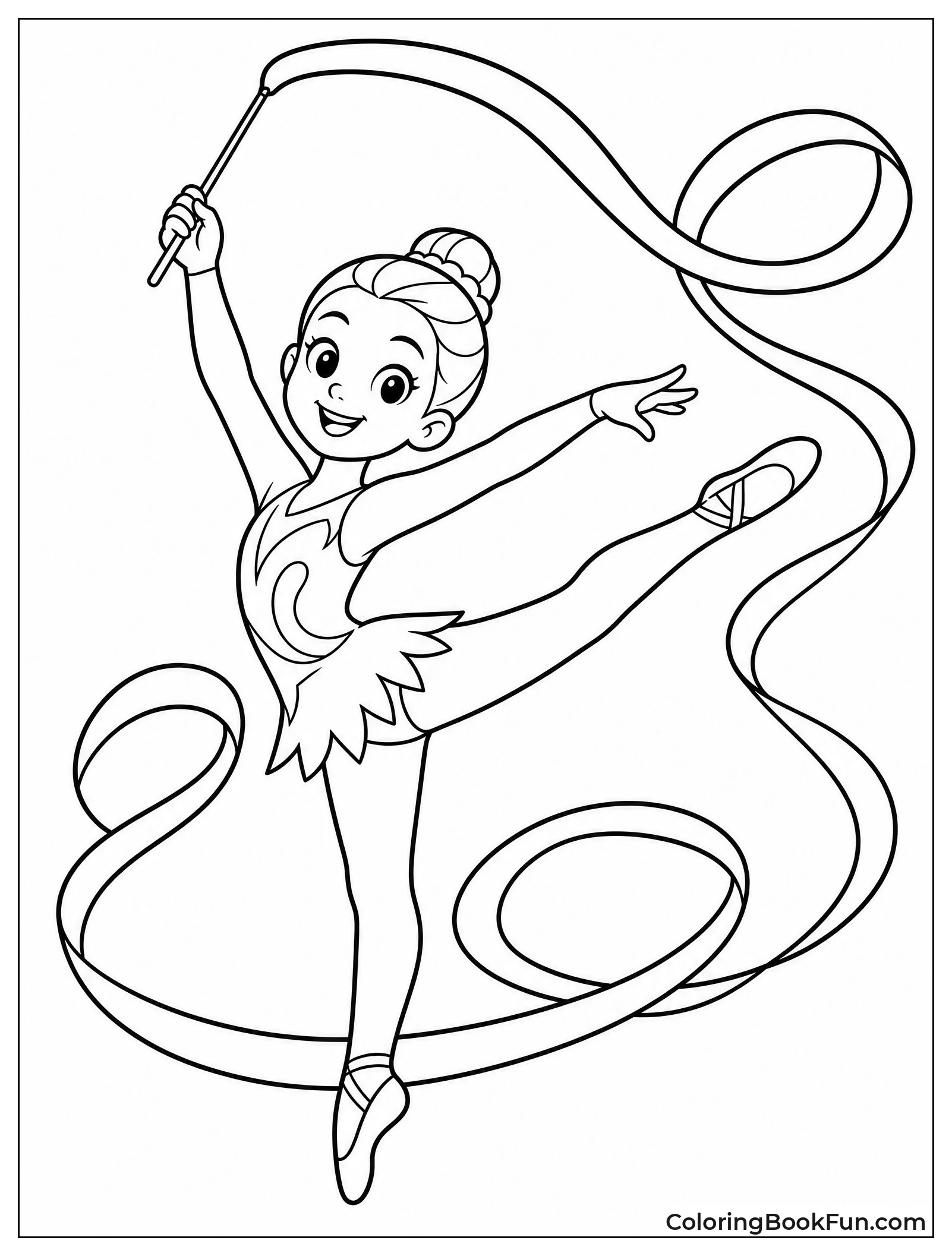 Dancer Twirls a Flowing Ribbon