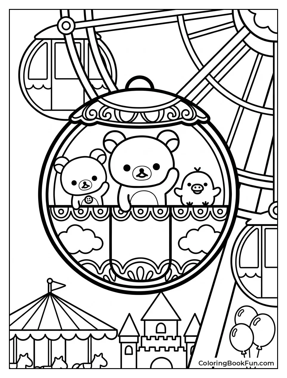 Waving from the Colorful Ferris Wheel