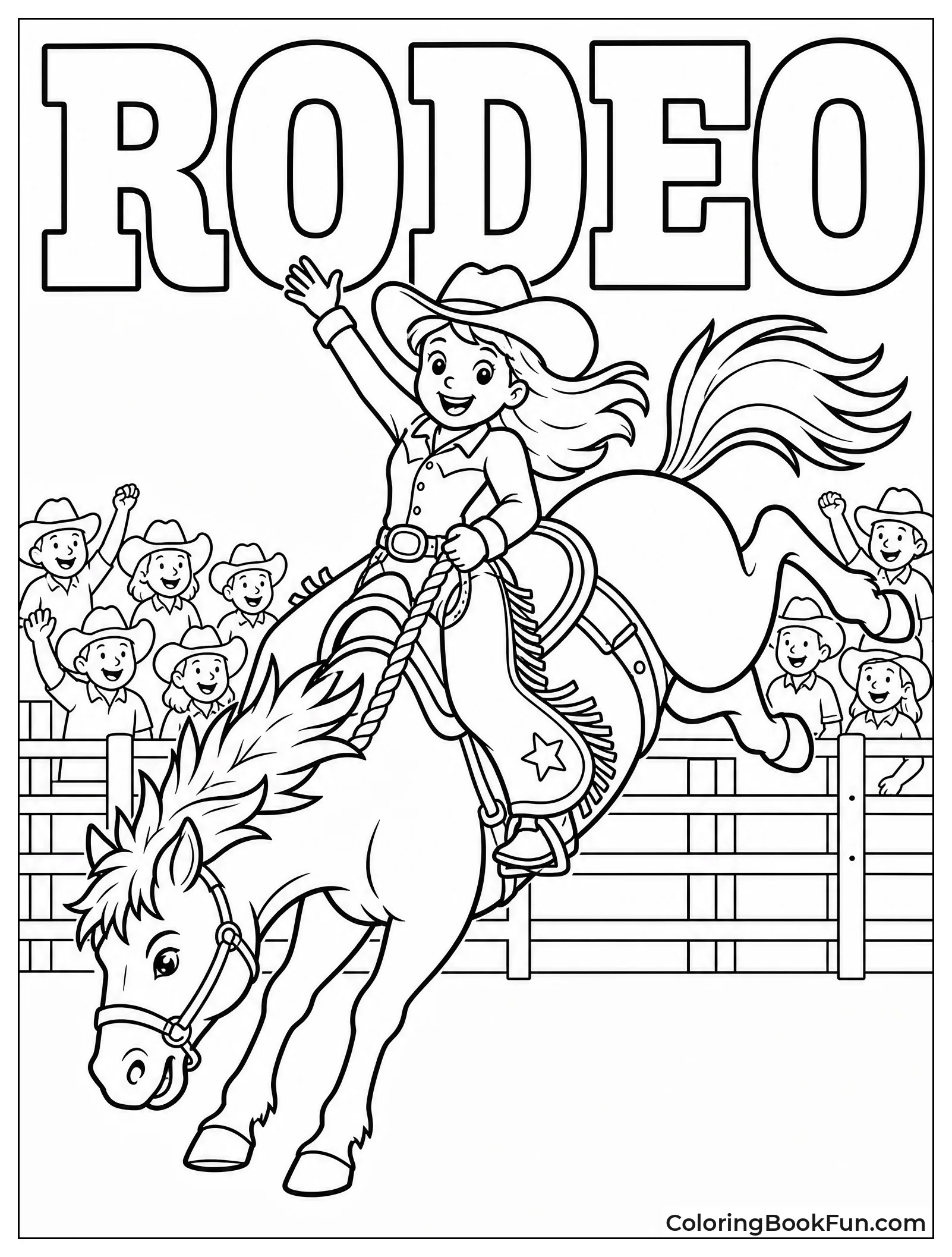 Cowgirl Riding a Bucking Bronco