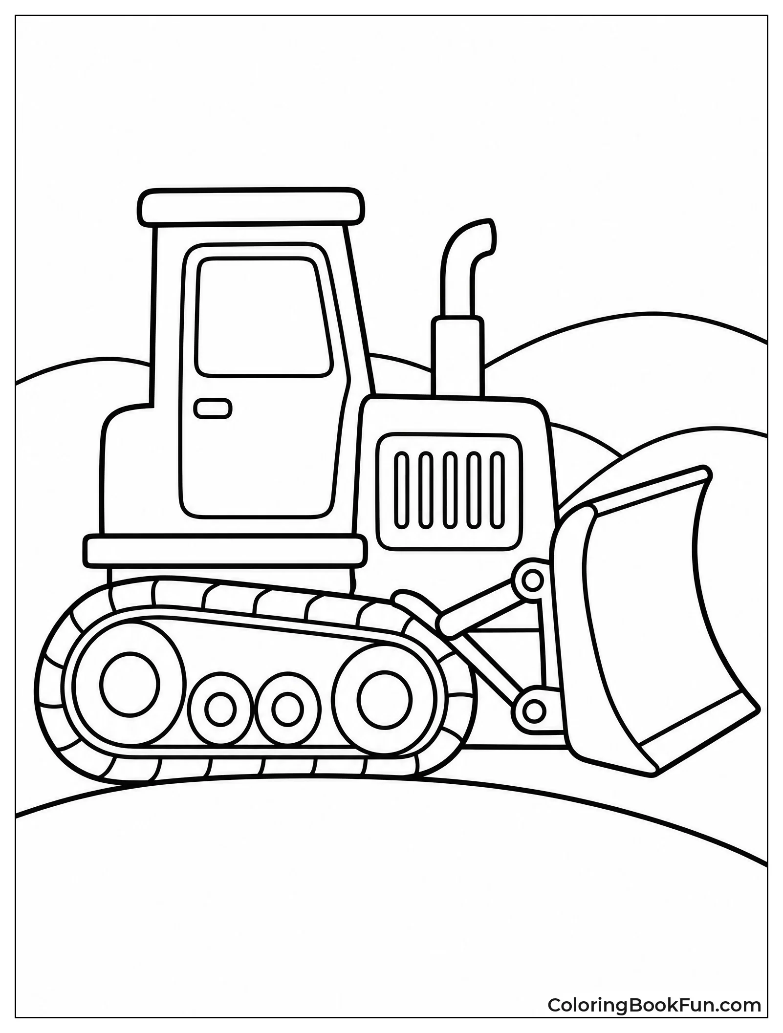Bulldozer on Gentle Rolling Hills