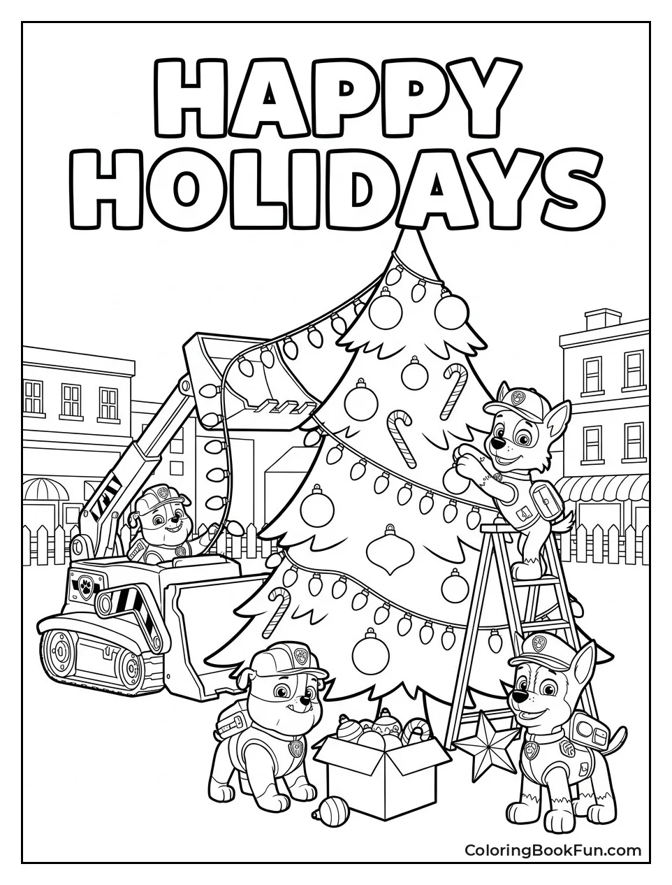 Crew Decorates Christmas Tree