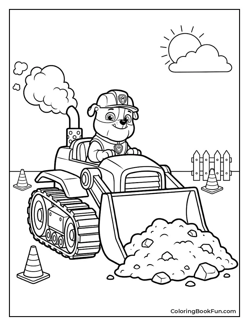 Rubble Pushes Dirt With Bulldozer