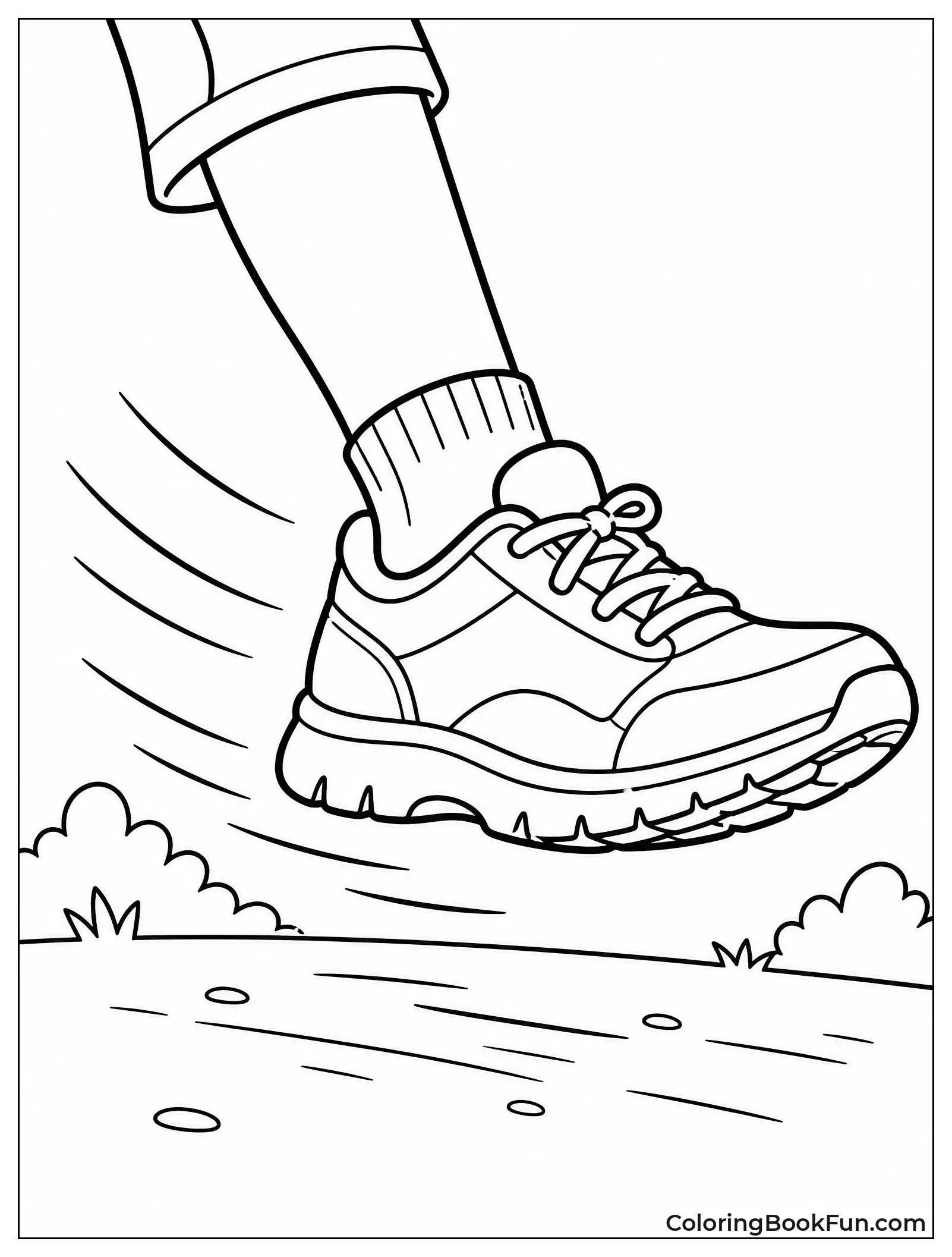 Sneaker Running Outdoors with Motion Lines