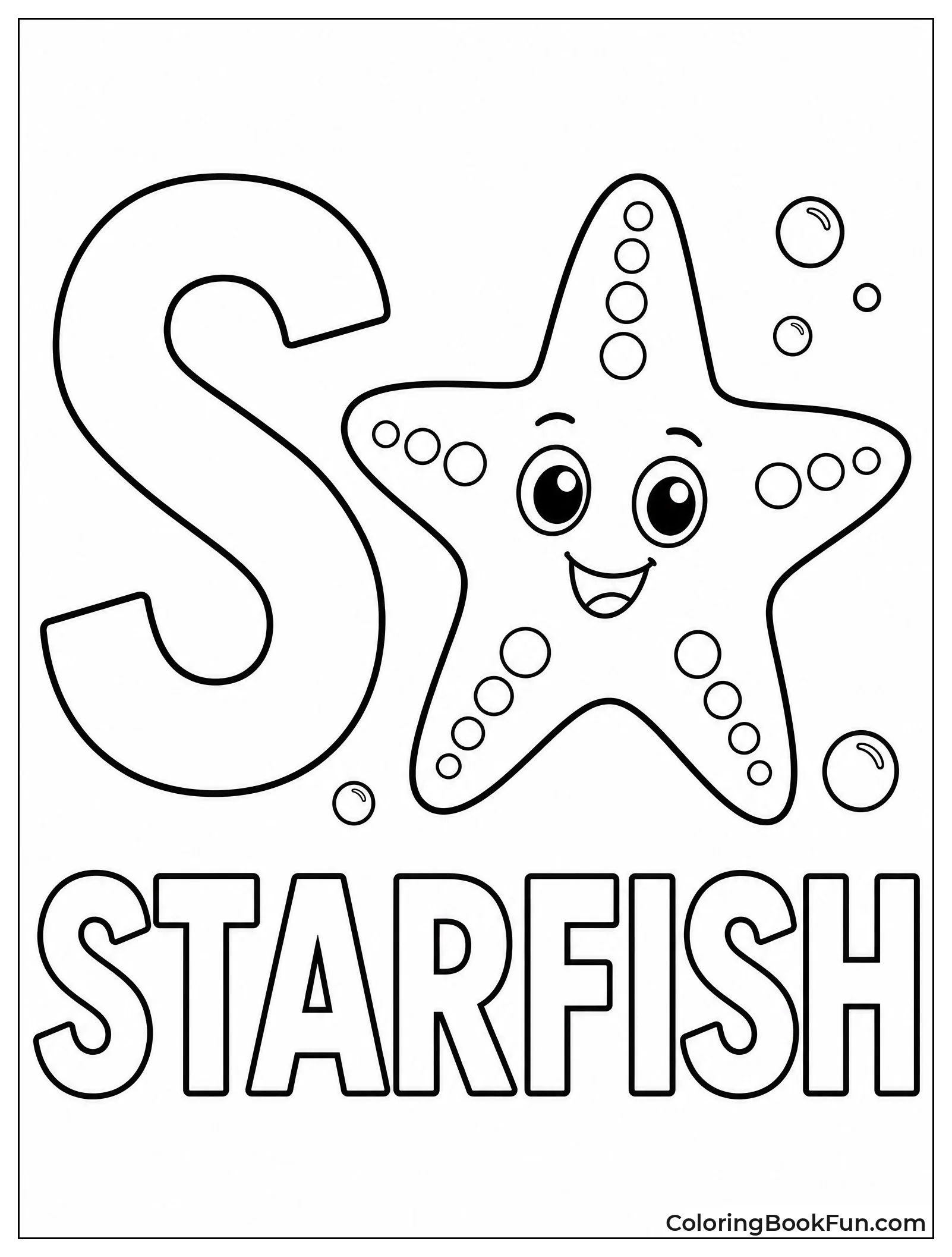 Starfish Next to Letter S