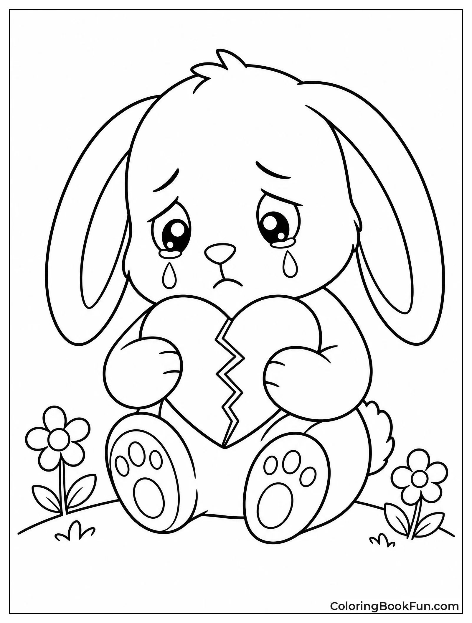 Bunny Holding Cracked Heart