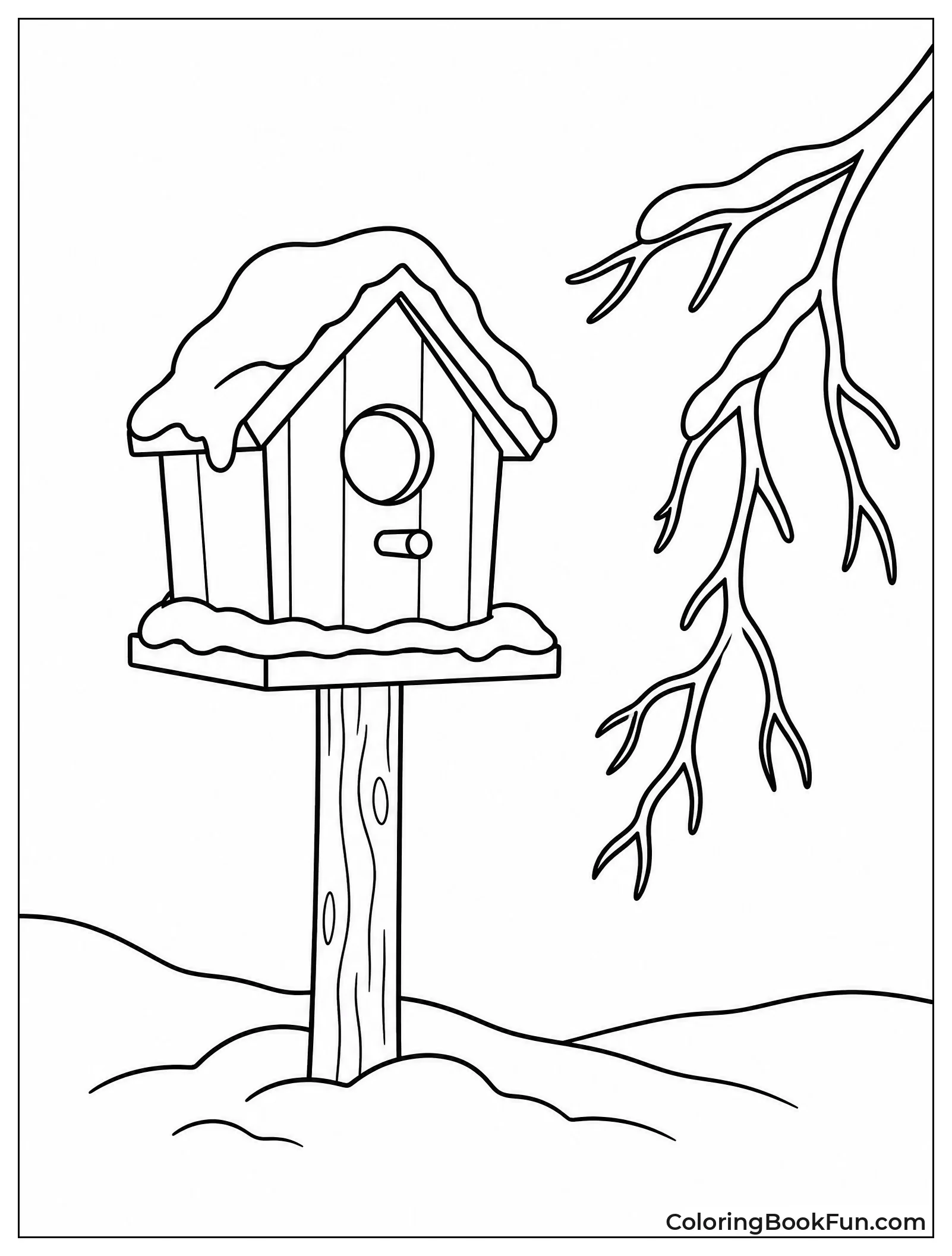 Empty Snowy Birdhouse