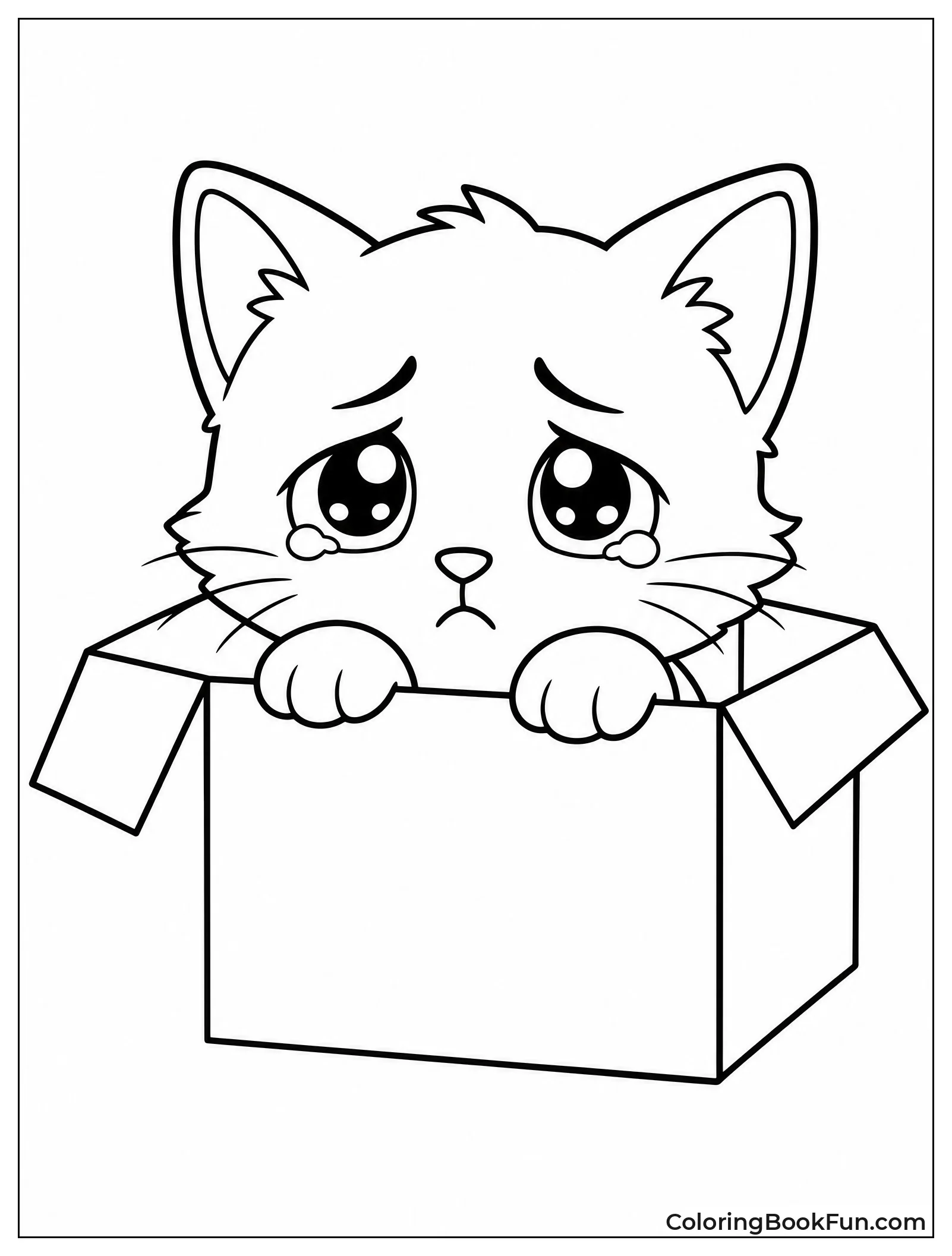 Kitten Peeking from Cardboard Box
