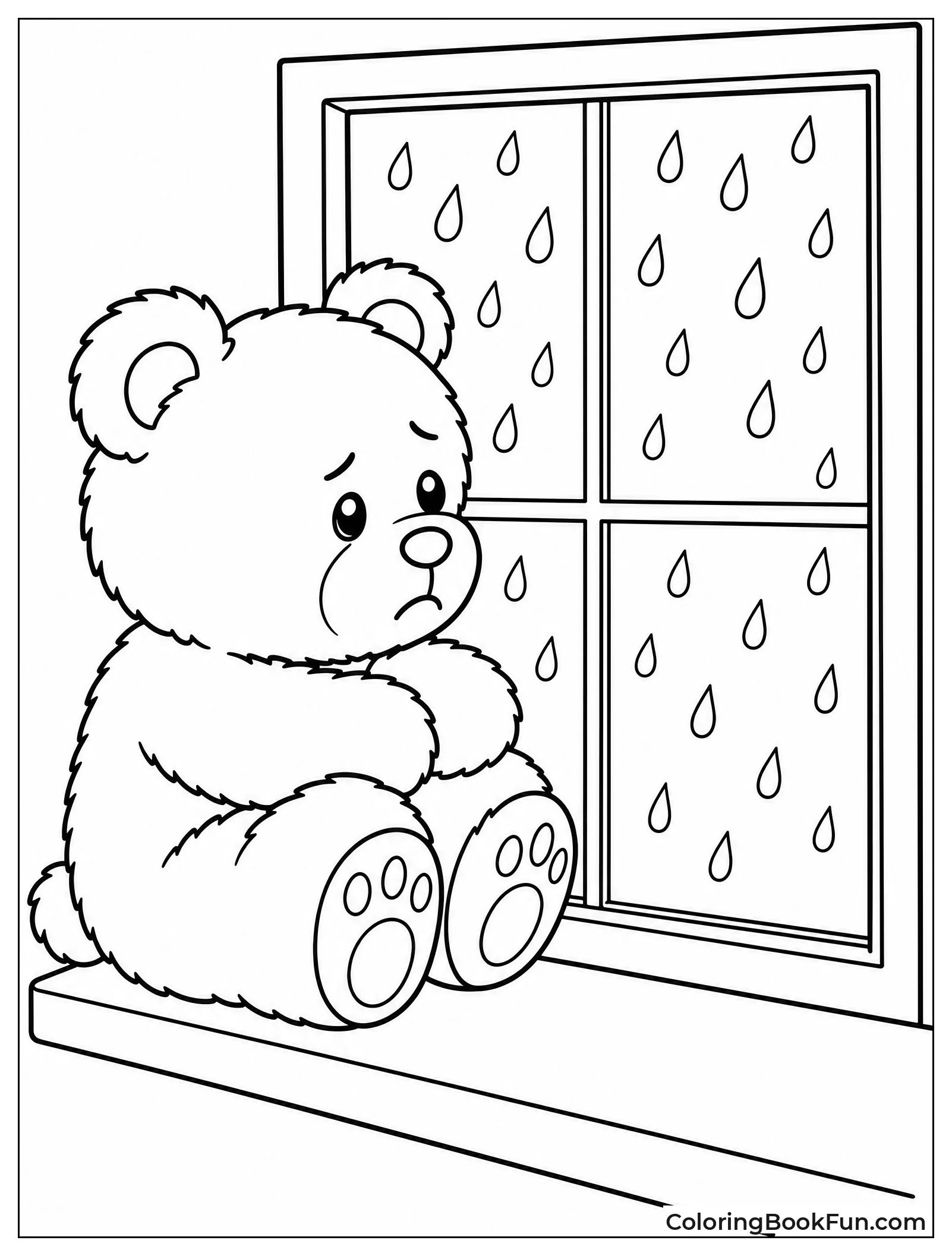 Teddy Bear Pouting by Window