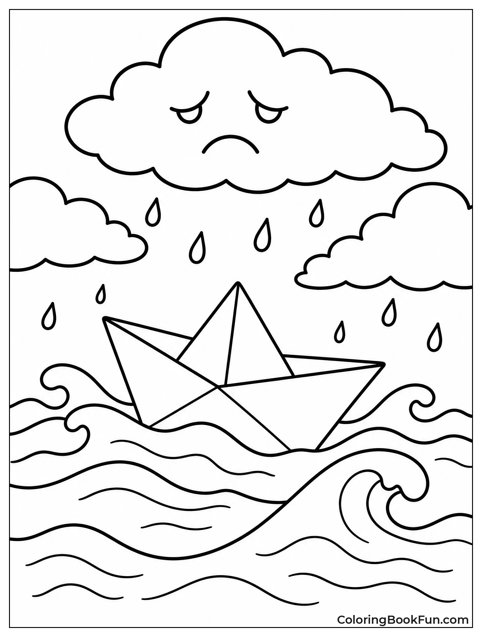 Paper Boat in Stormy Sea