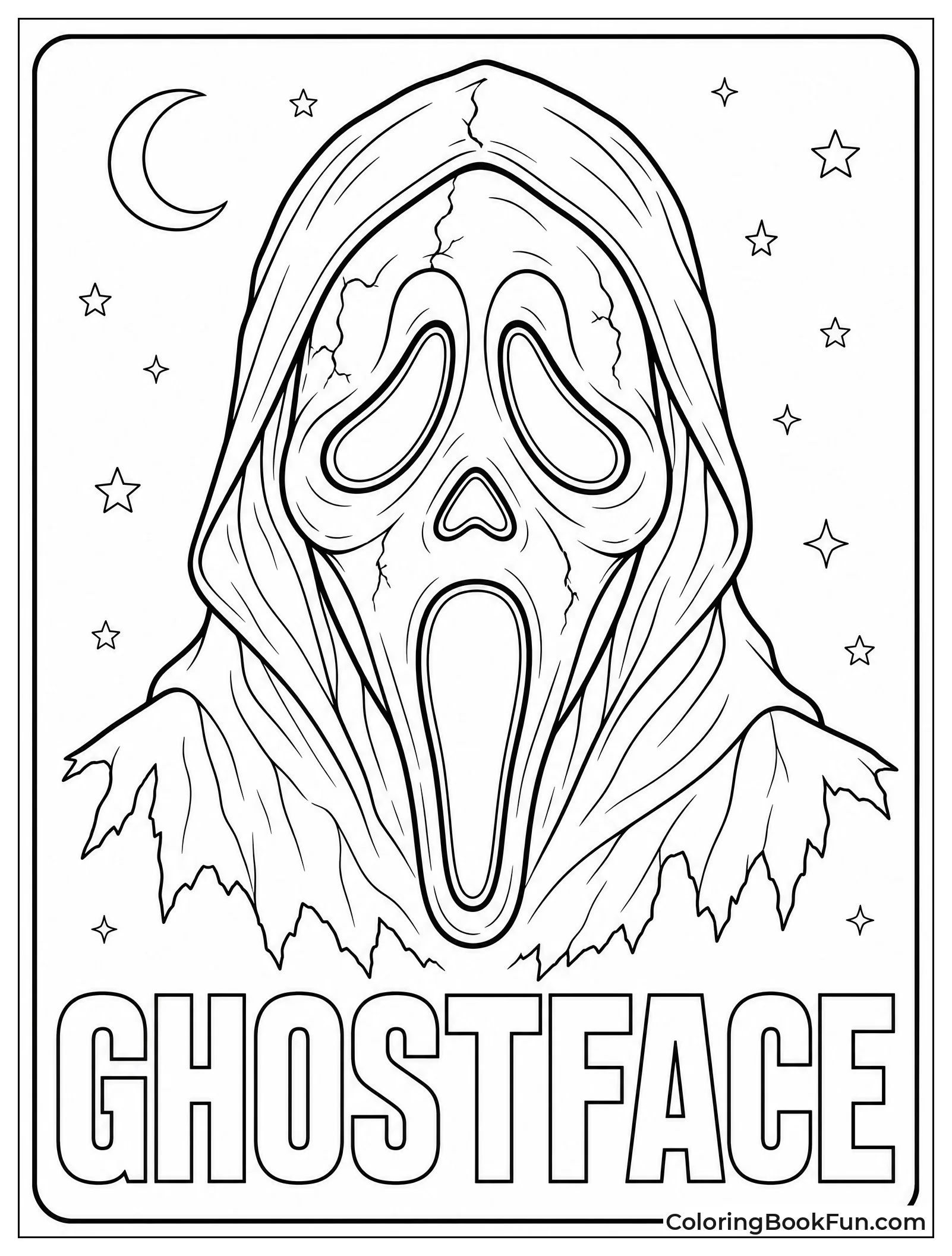 Highly Detailed Ghostface Mask for Coloring