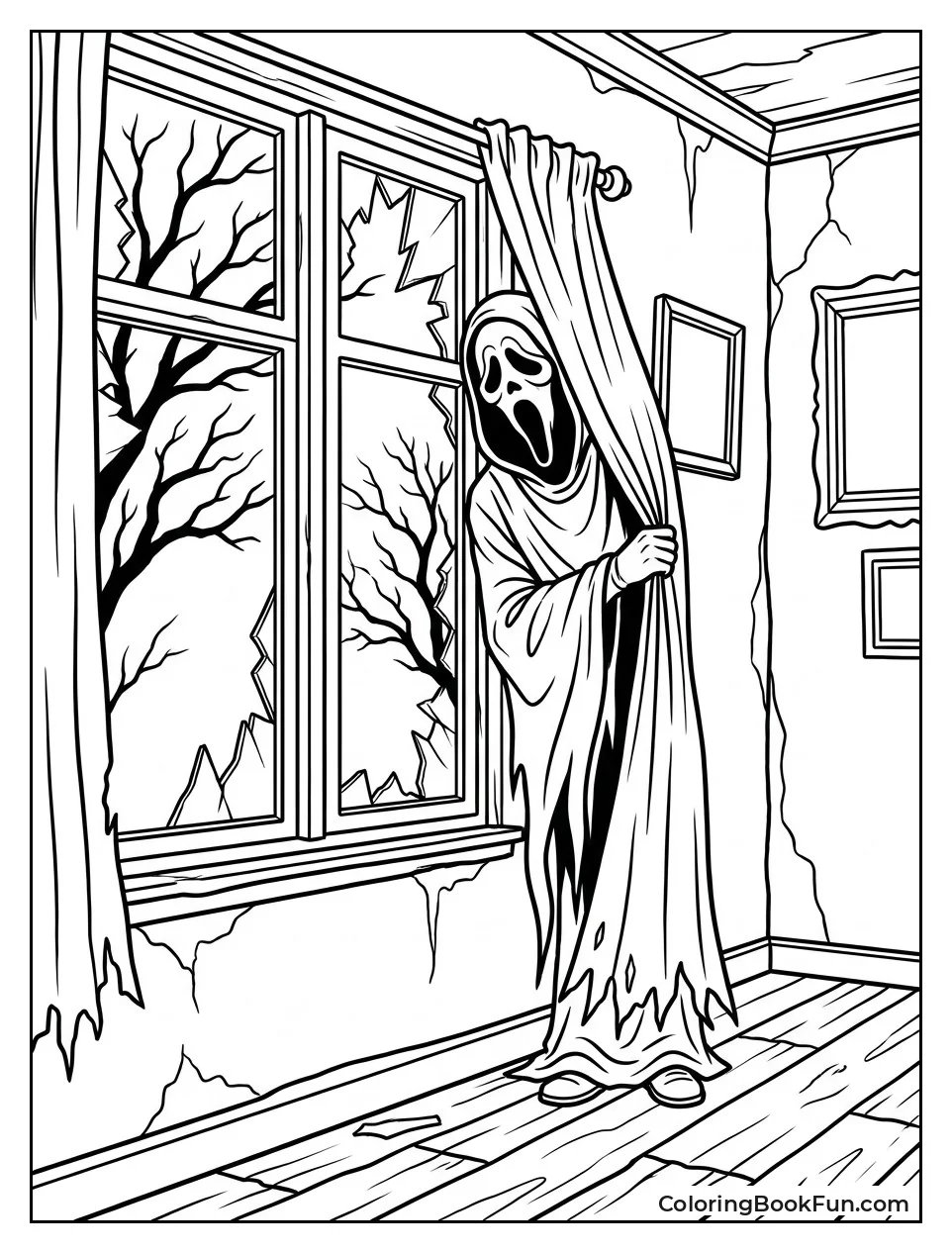 Ghostface Lurking in Abandoned House