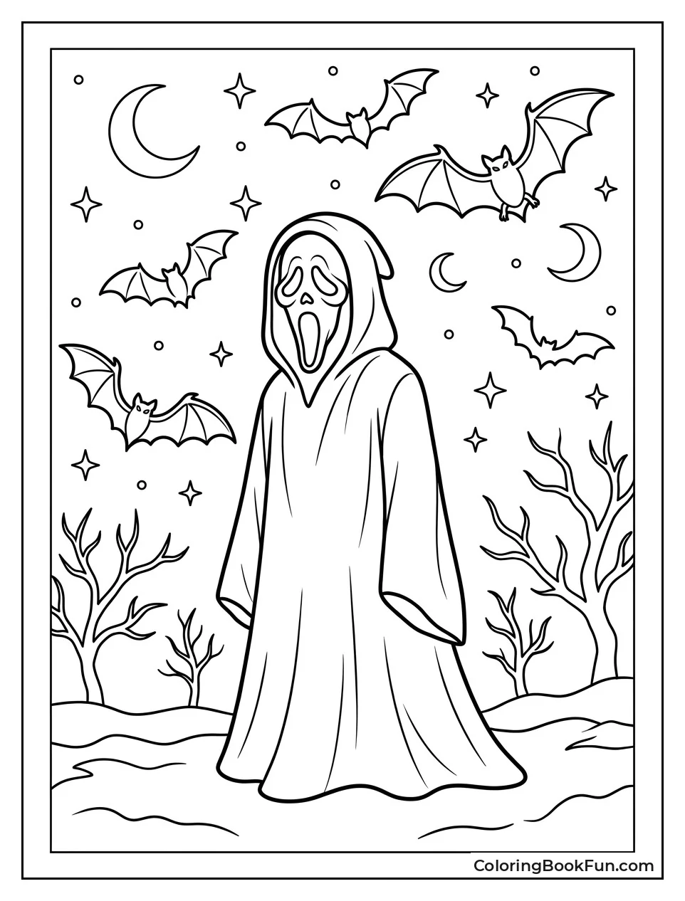 Ghostface Under Starry Night Sky