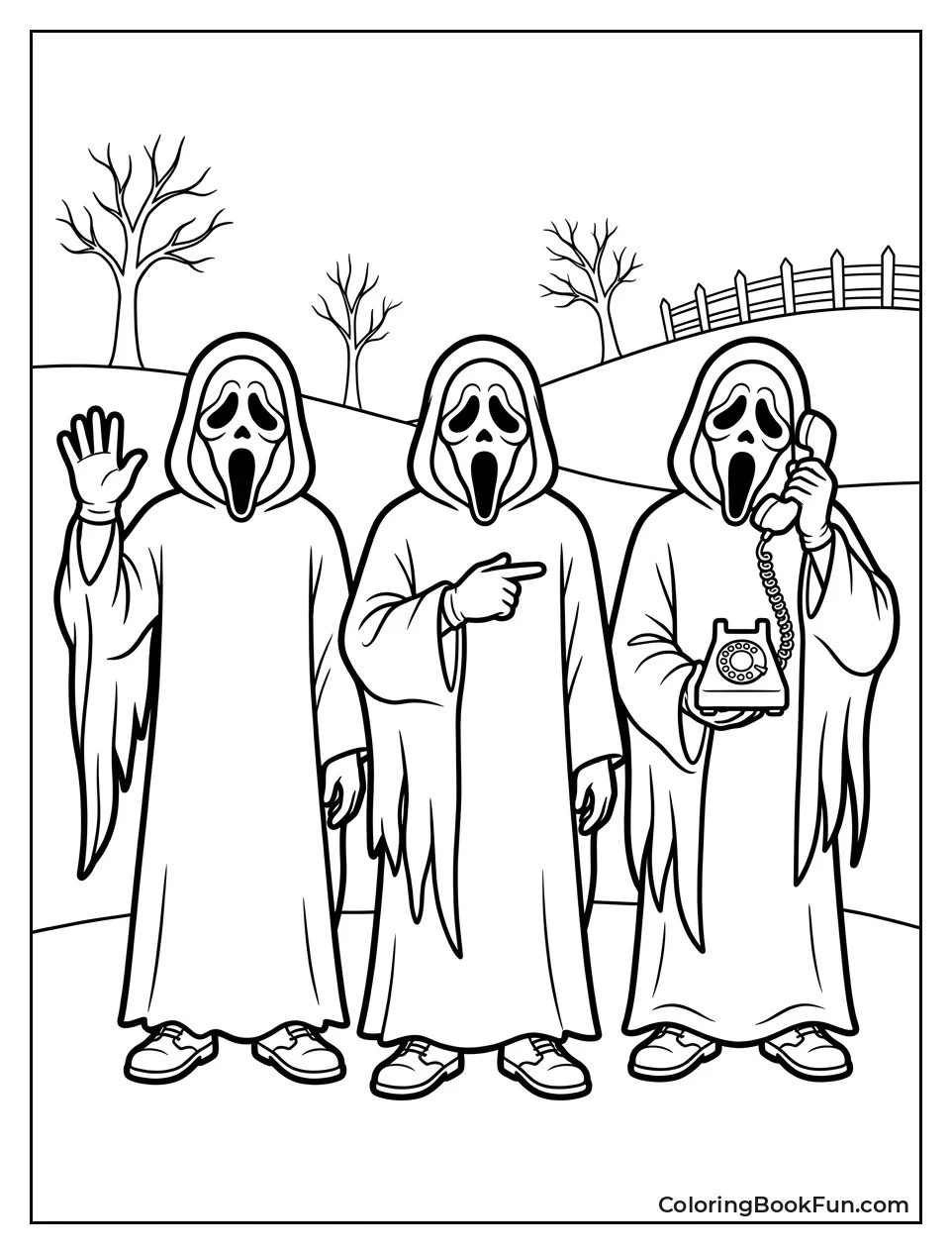 Three Ghostfaces Standing Side by Side