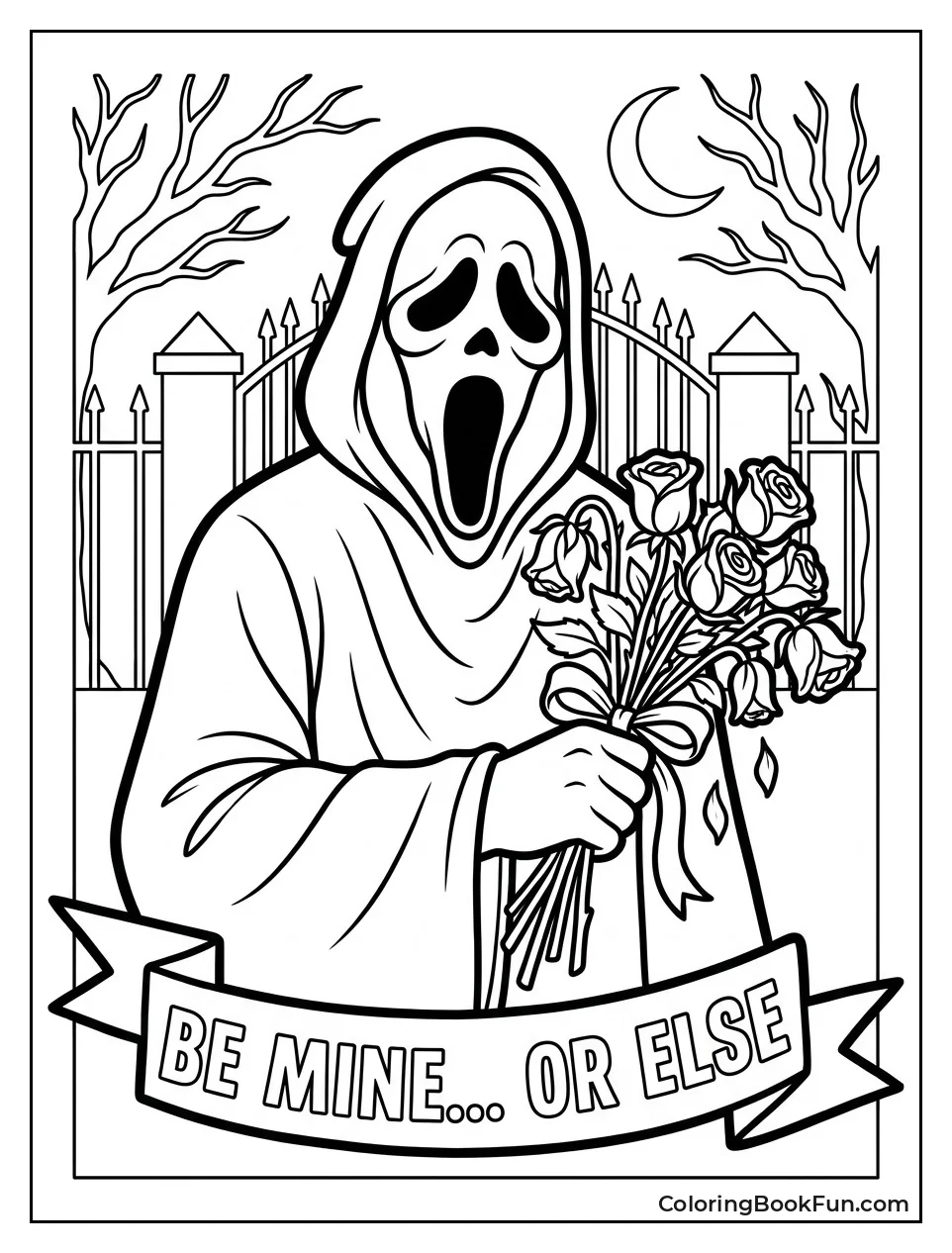 Ghostface Holding Bouquet of Dead Roses