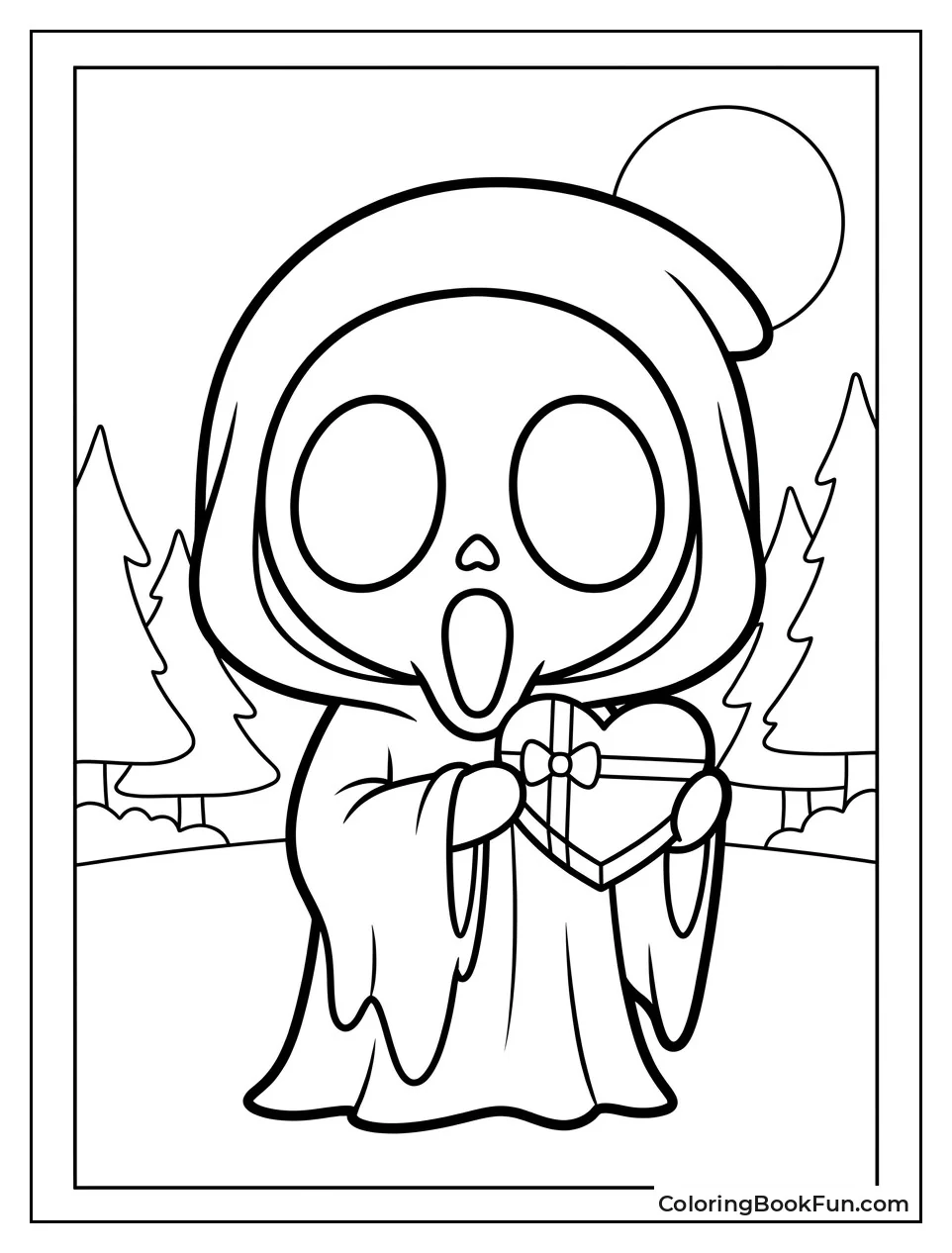 Cute Kawaii Ghostface Holding Heart Box