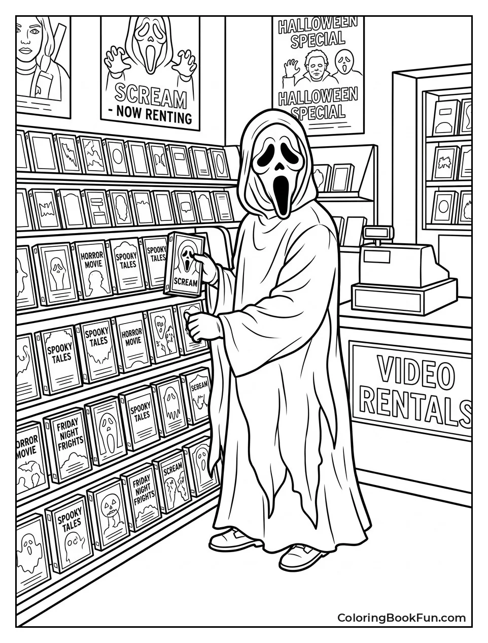 Shelves of VHS Tapes in Store