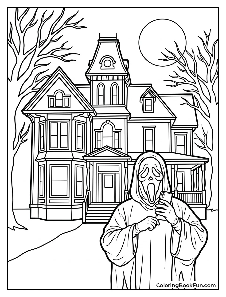 Spooky Macher House Under Full Moon