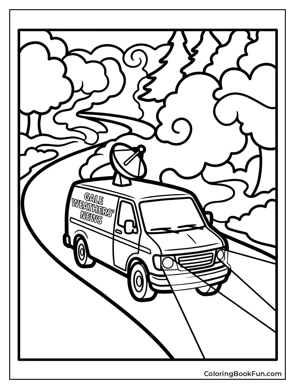 News Van Driving Through Fog