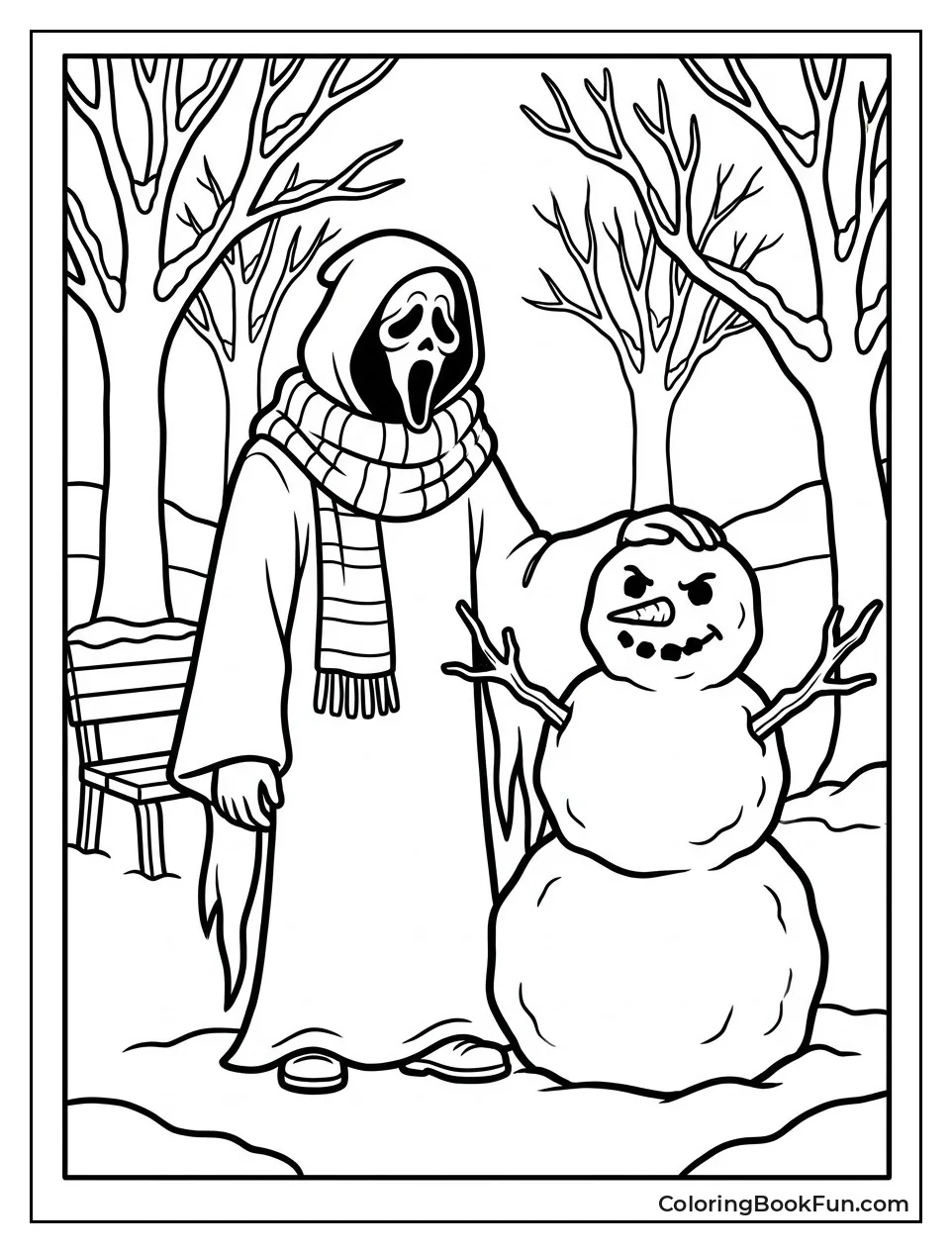 Ghostface Wearing Scarf in Snow