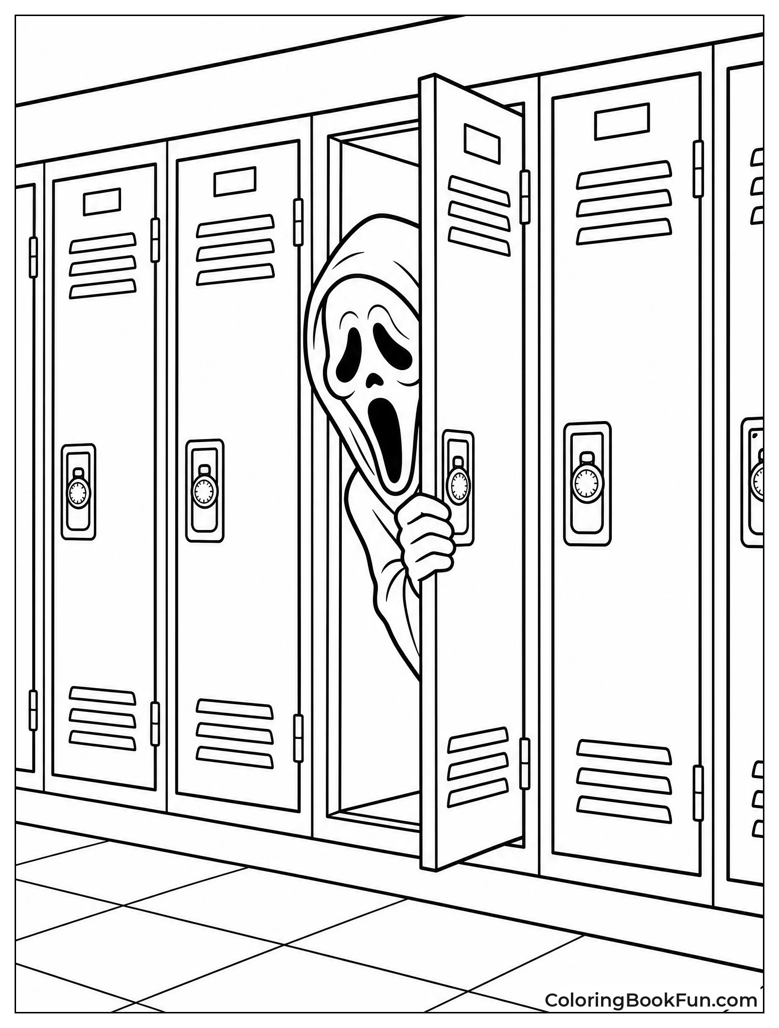 Ghostface Mask Peeking from Locker