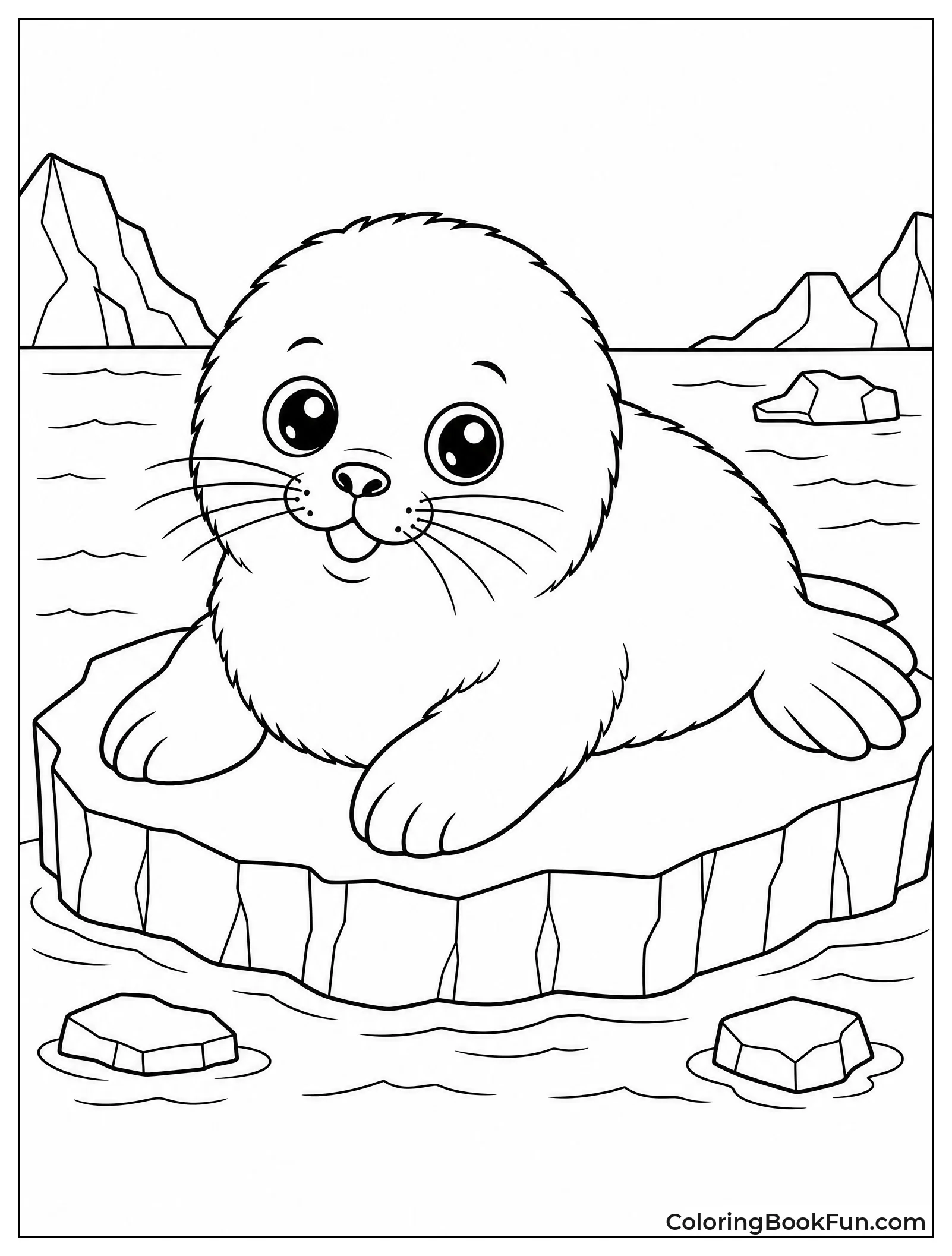 Harp Seal Pup On Ice