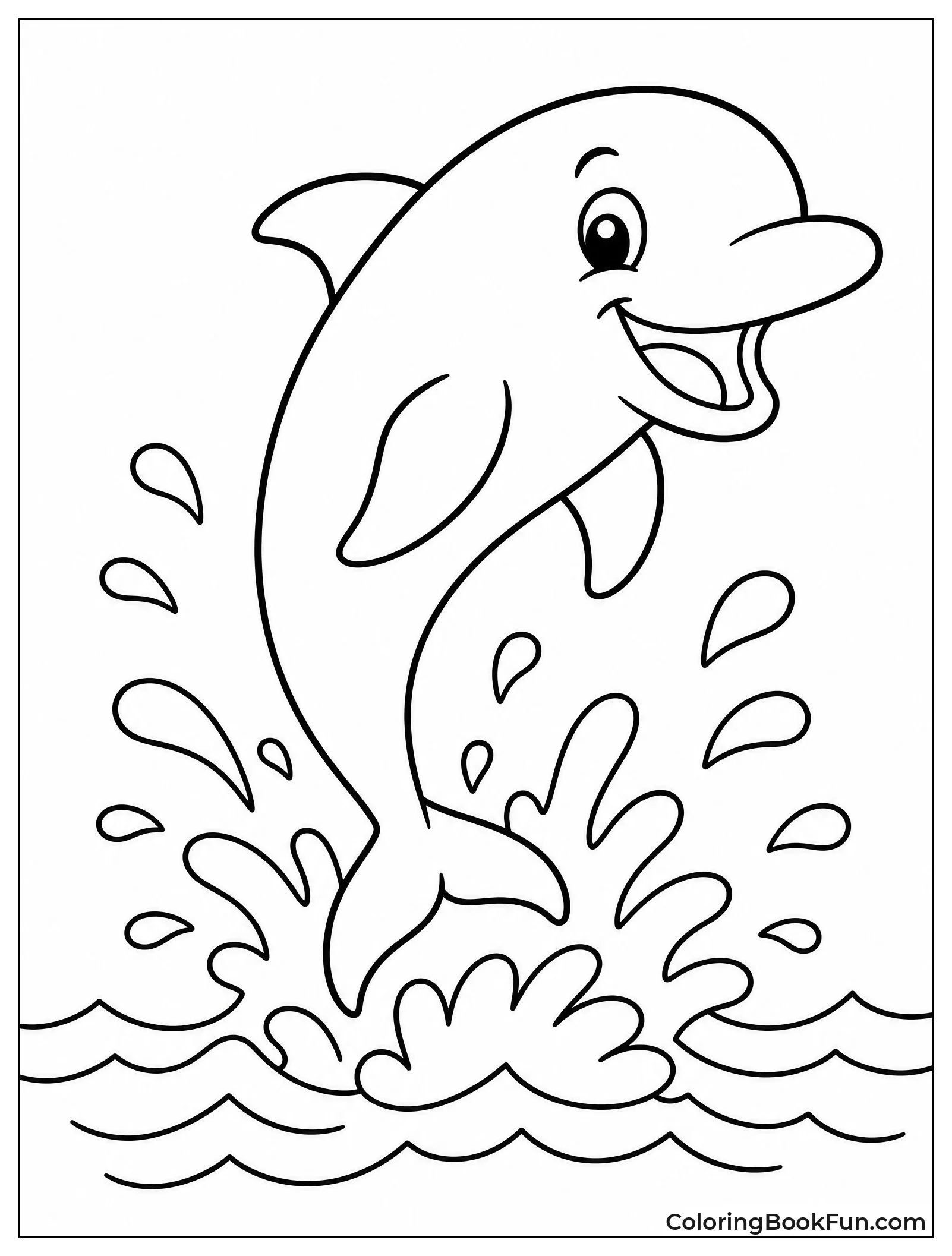 Cartoon Dolphin Leaps With Smile