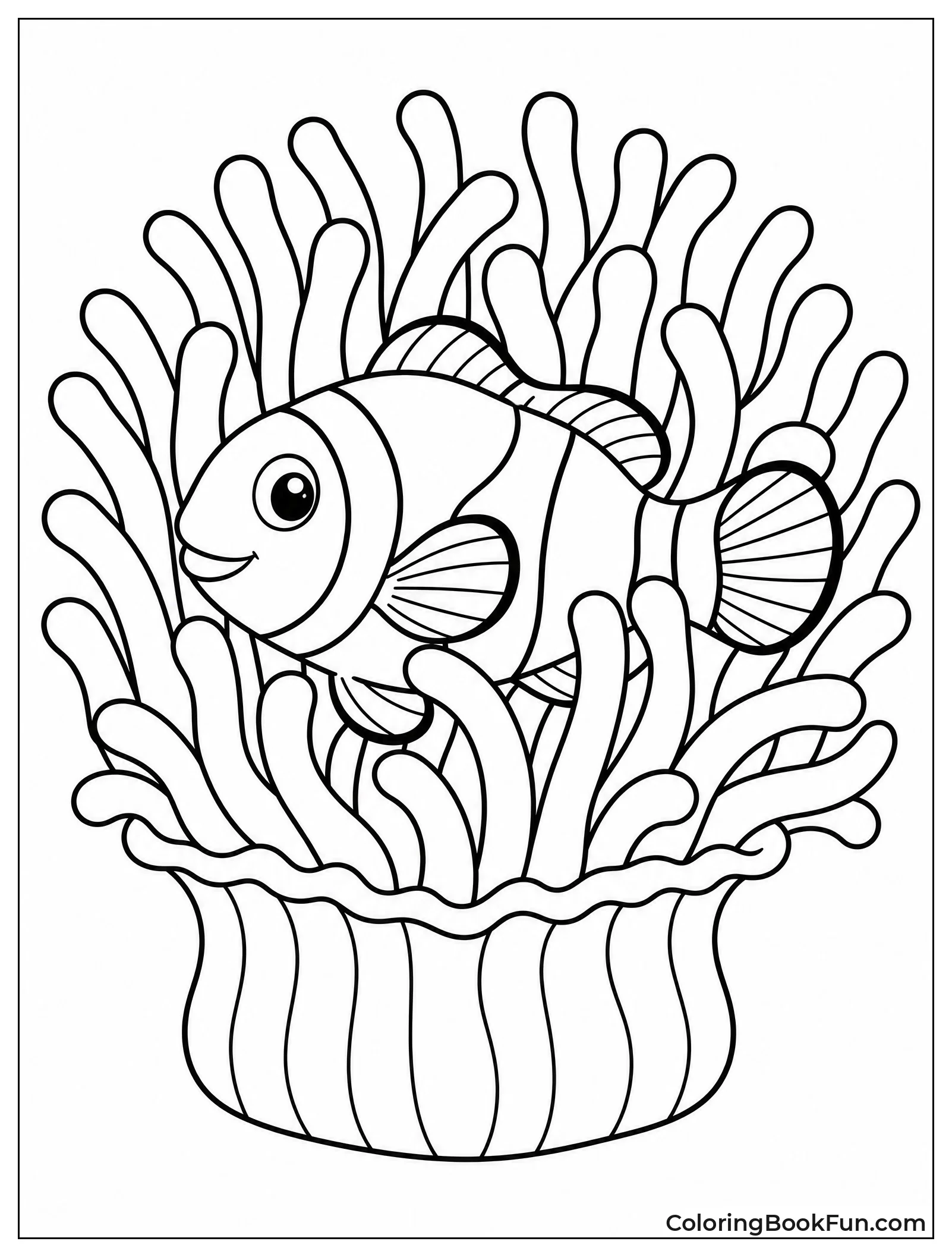 Clownfish Hides in Anemone Tentacles