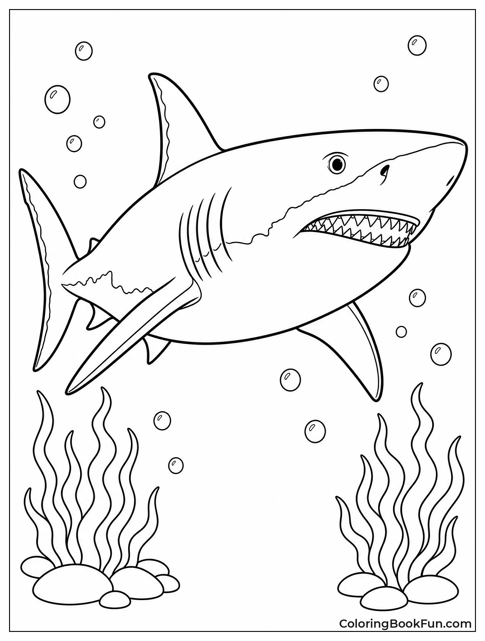 Realistic Great White Shark Swims