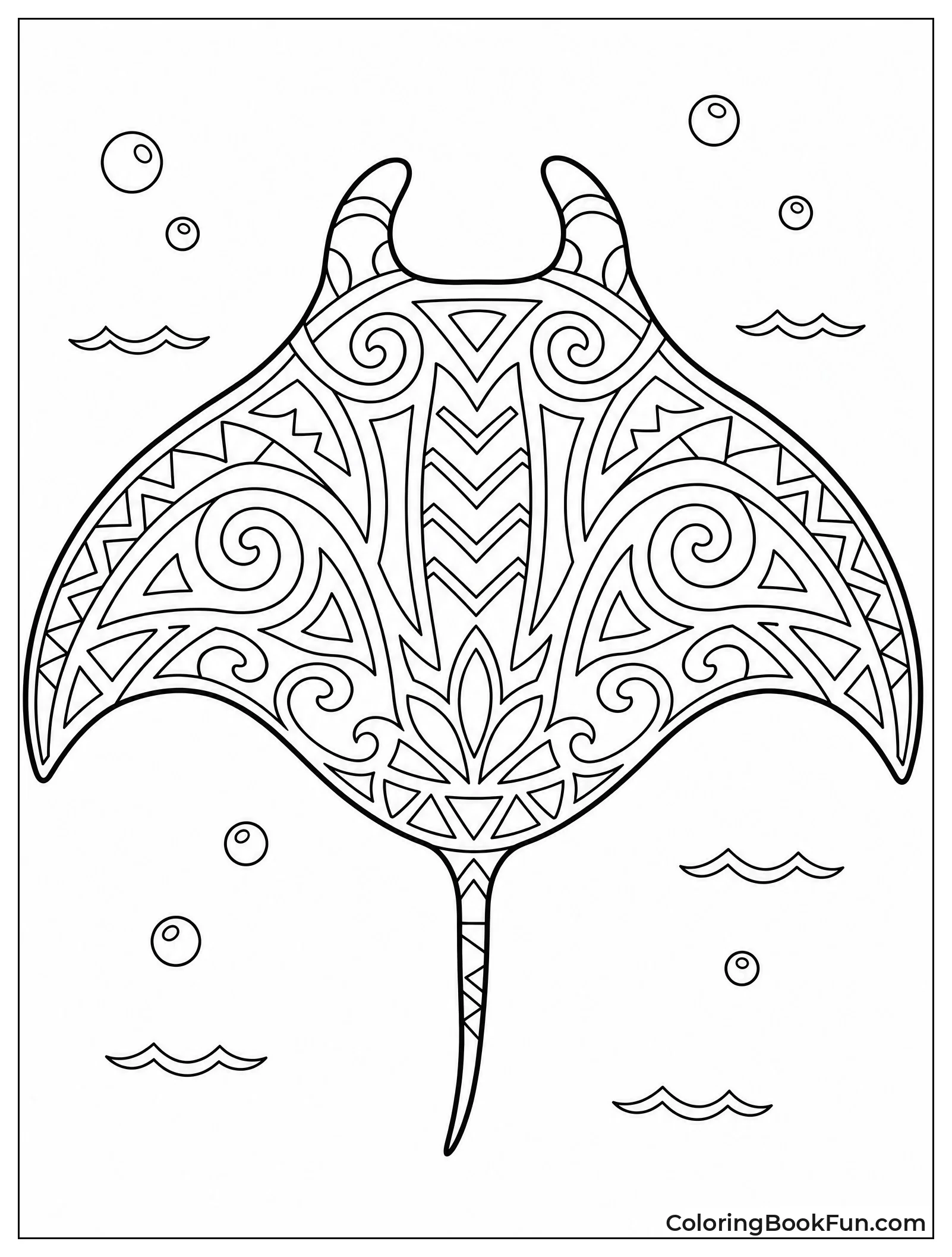 Tribal Manta Ray Glides By