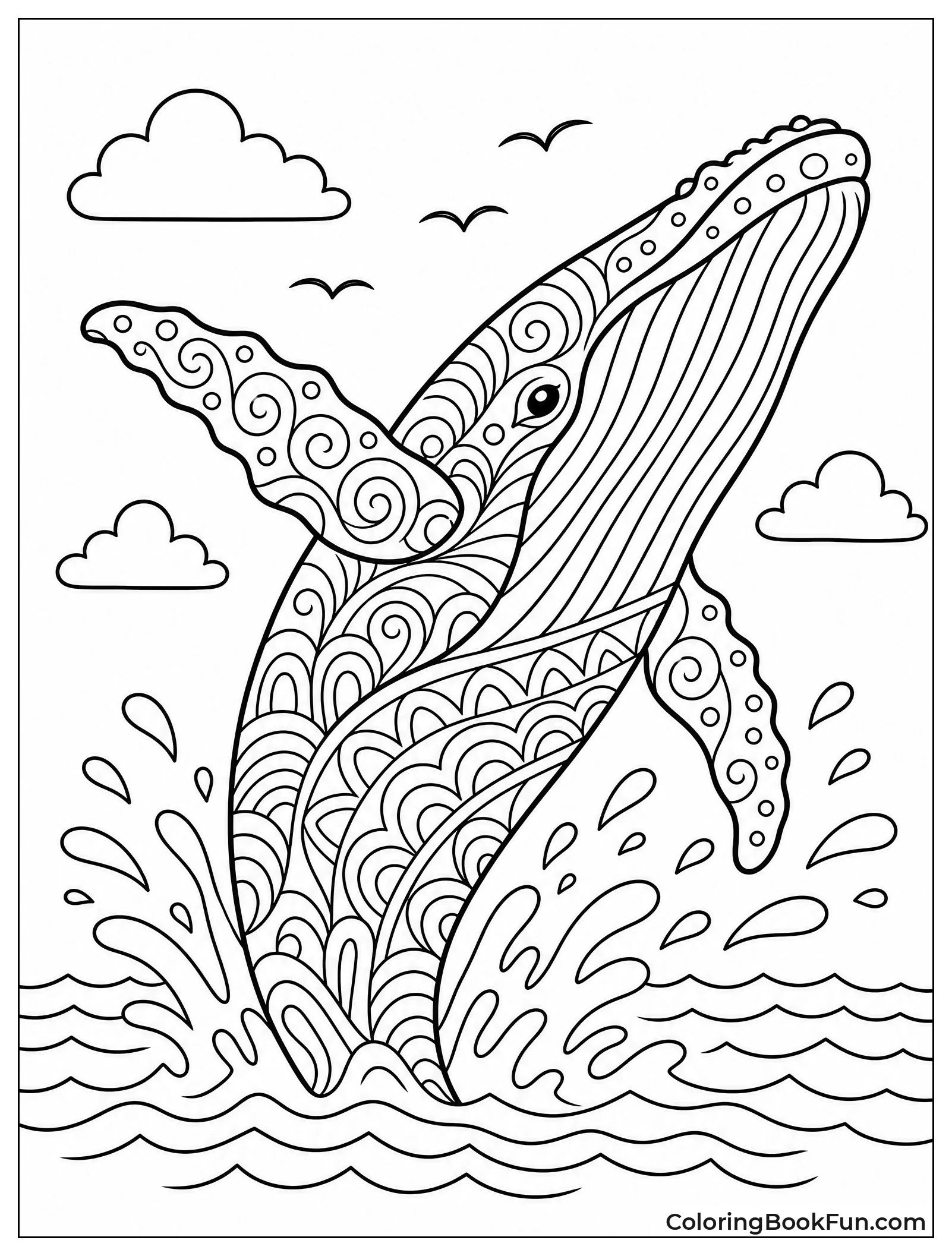 Zentangle Humpback Whale Breaches Up
