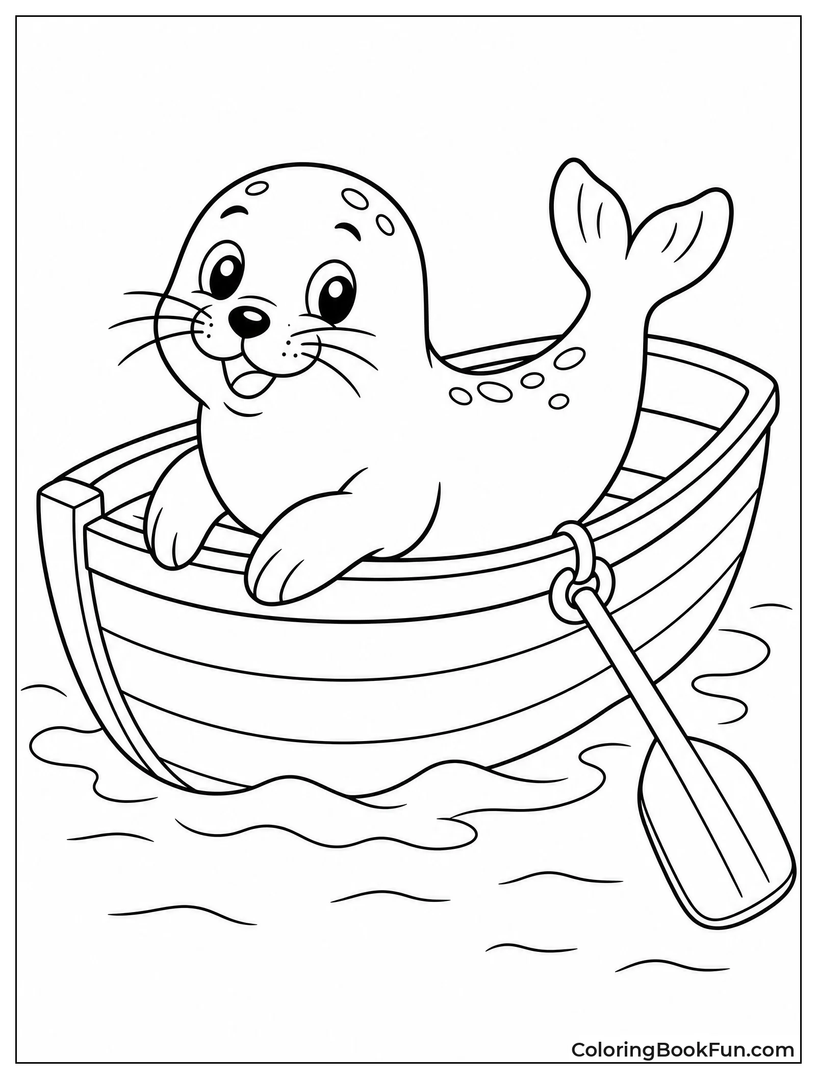 Seal Sitting in Wooden Boat