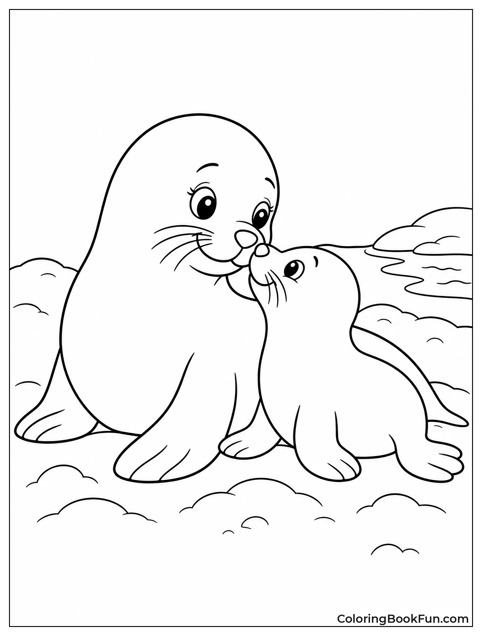 Mother Seal Nuzzling Her Pup