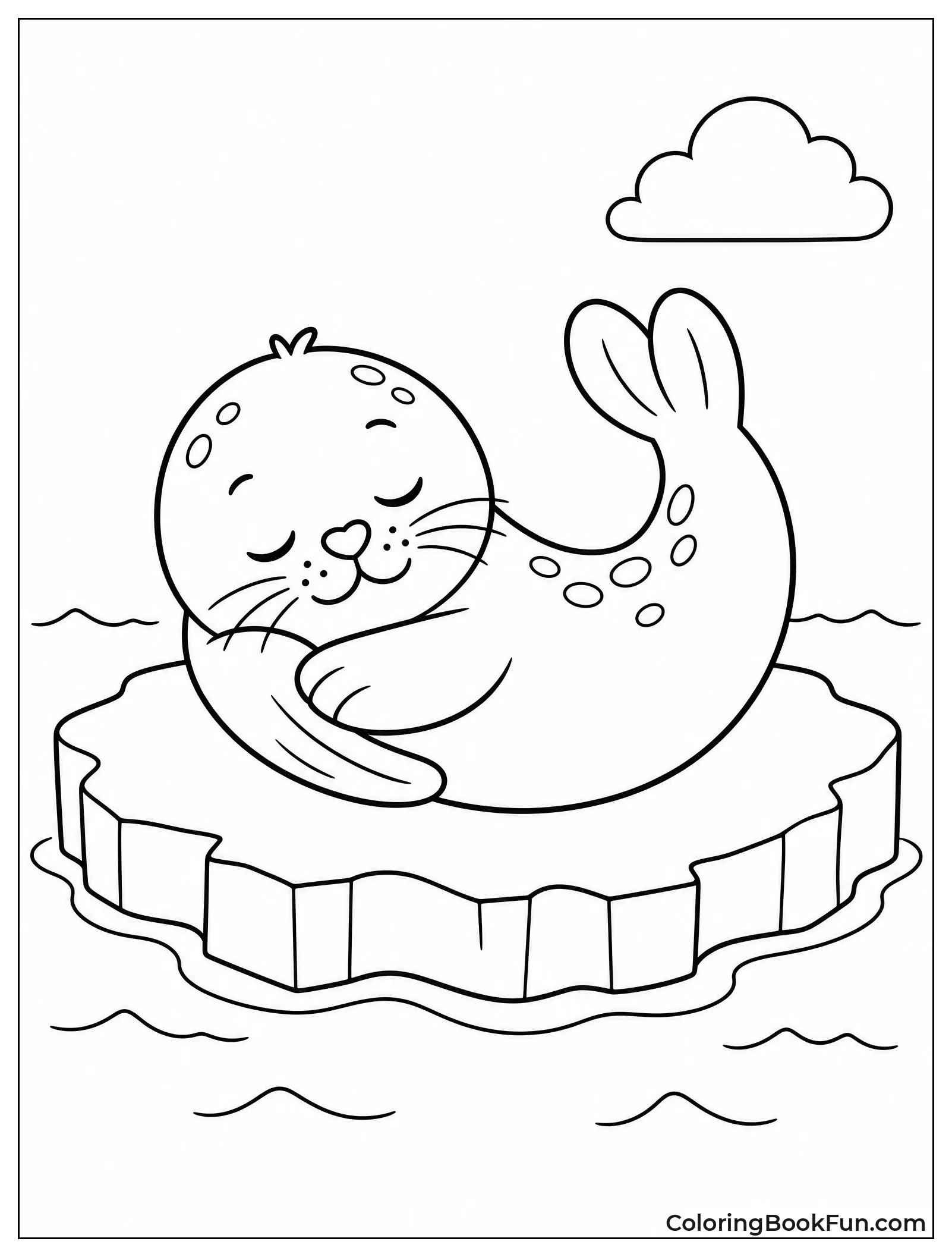 Seal Sleeping Curled on Ice