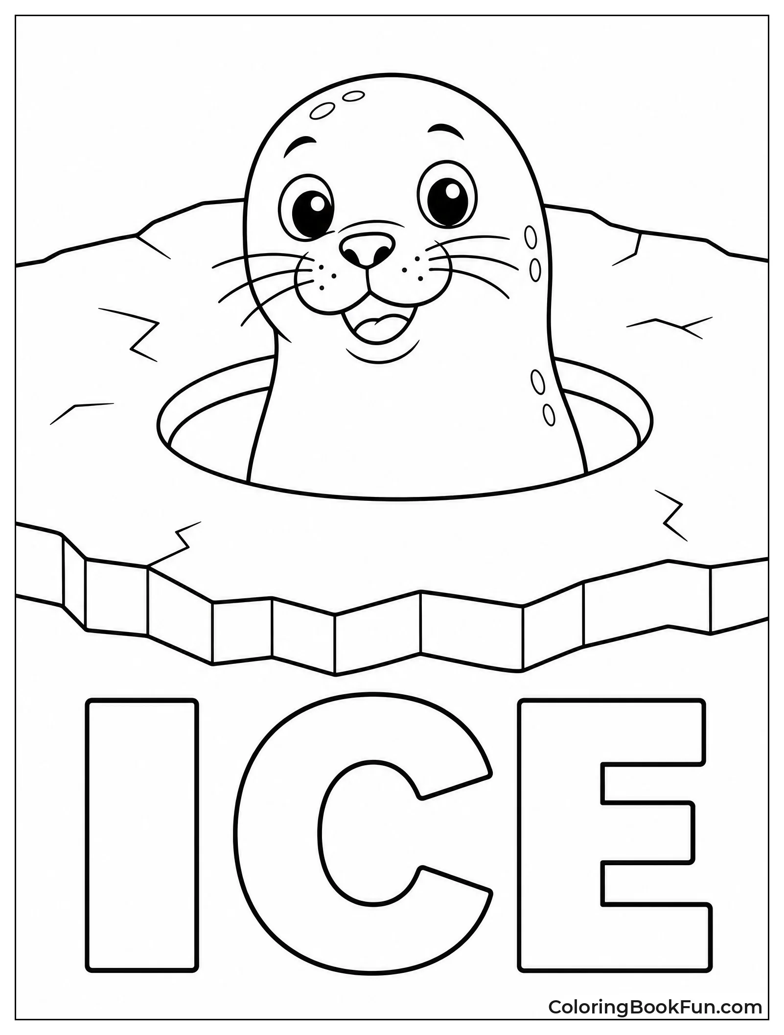 Seal Peeking Through Ice Hole
