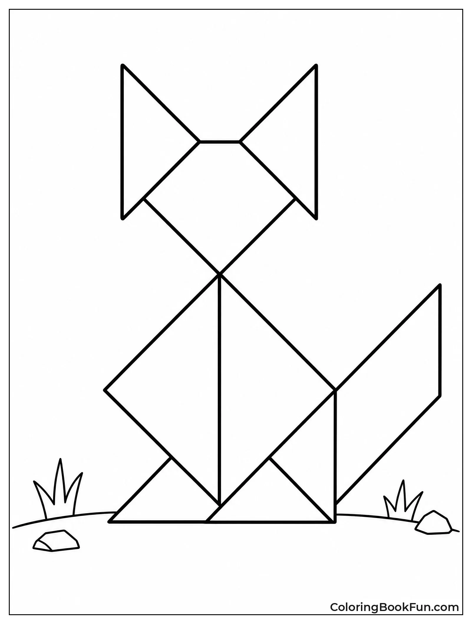 Fox Built from Tangram Pieces