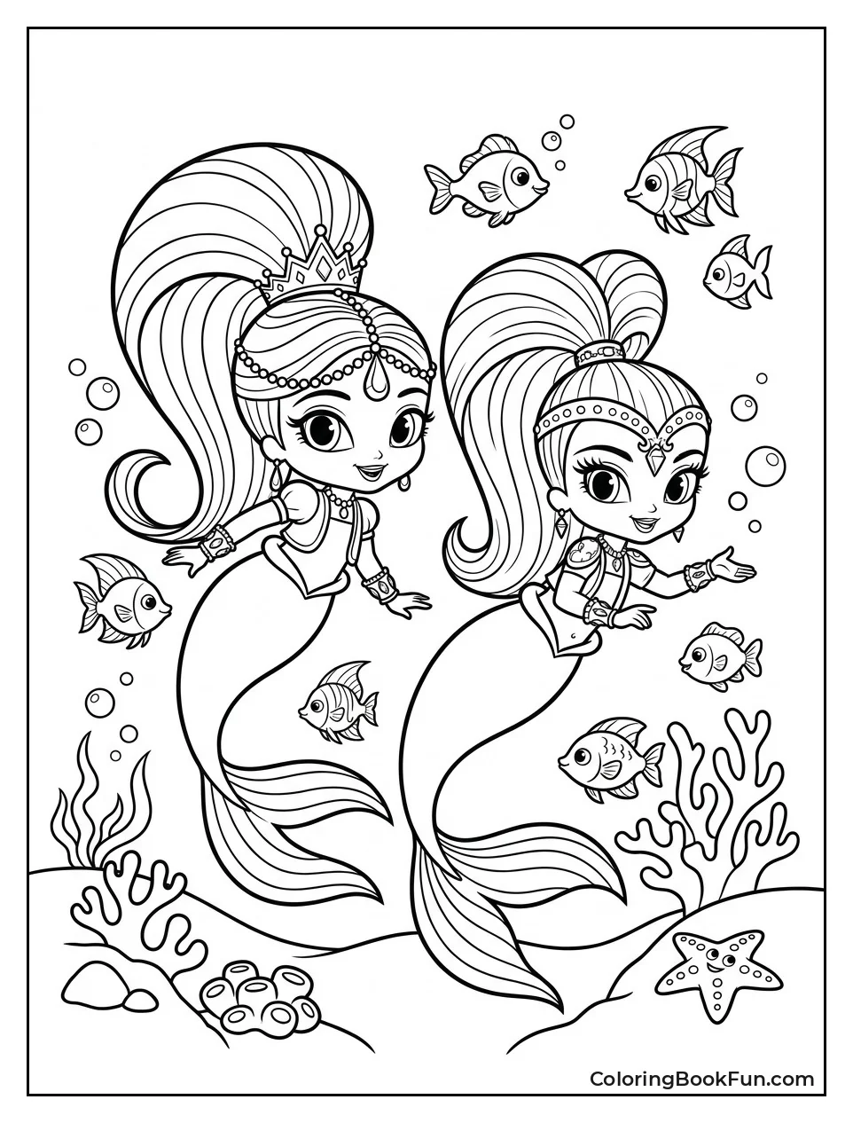 Swimming With Mermaid Tails And Fish