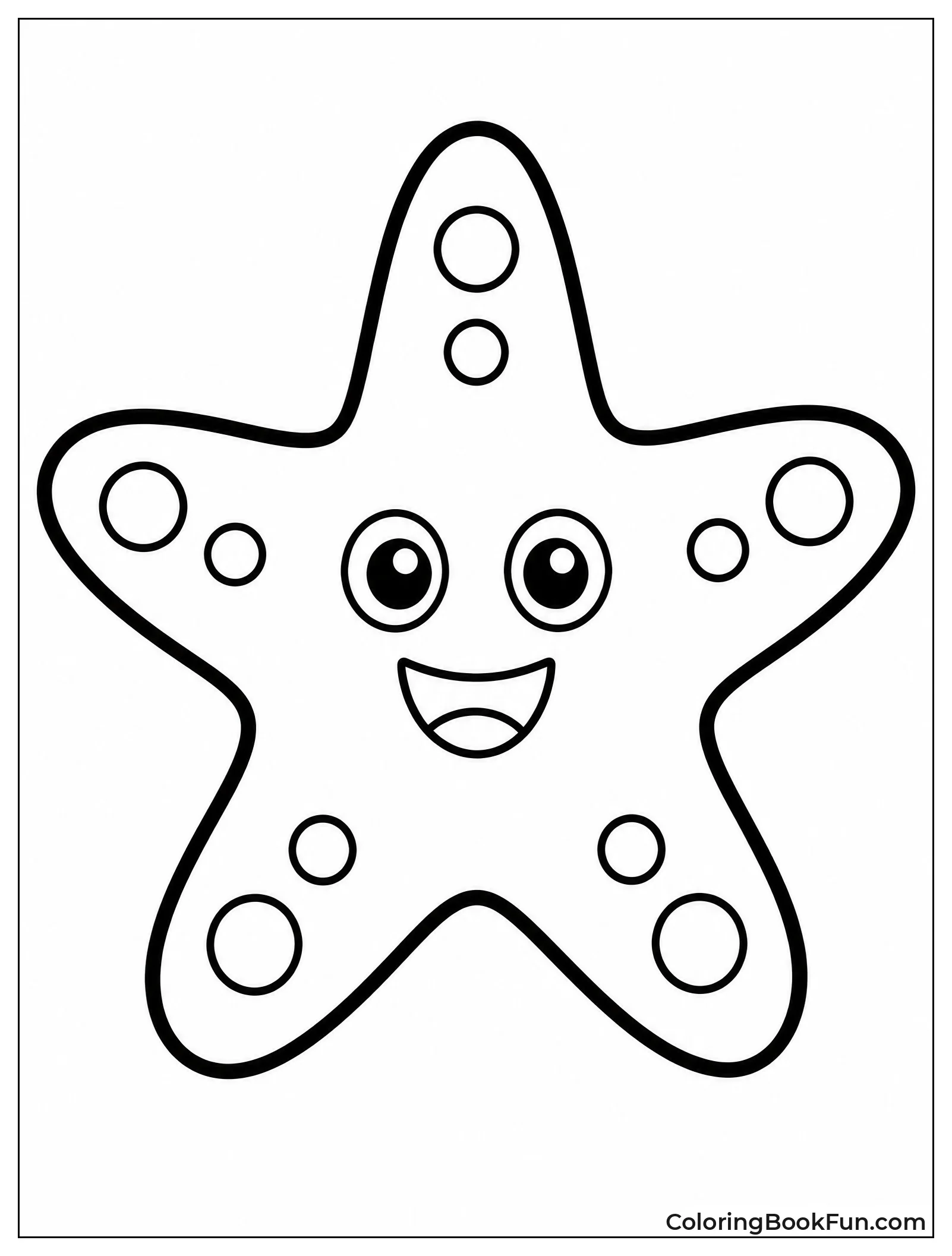 Simple Starfish Outline with Face