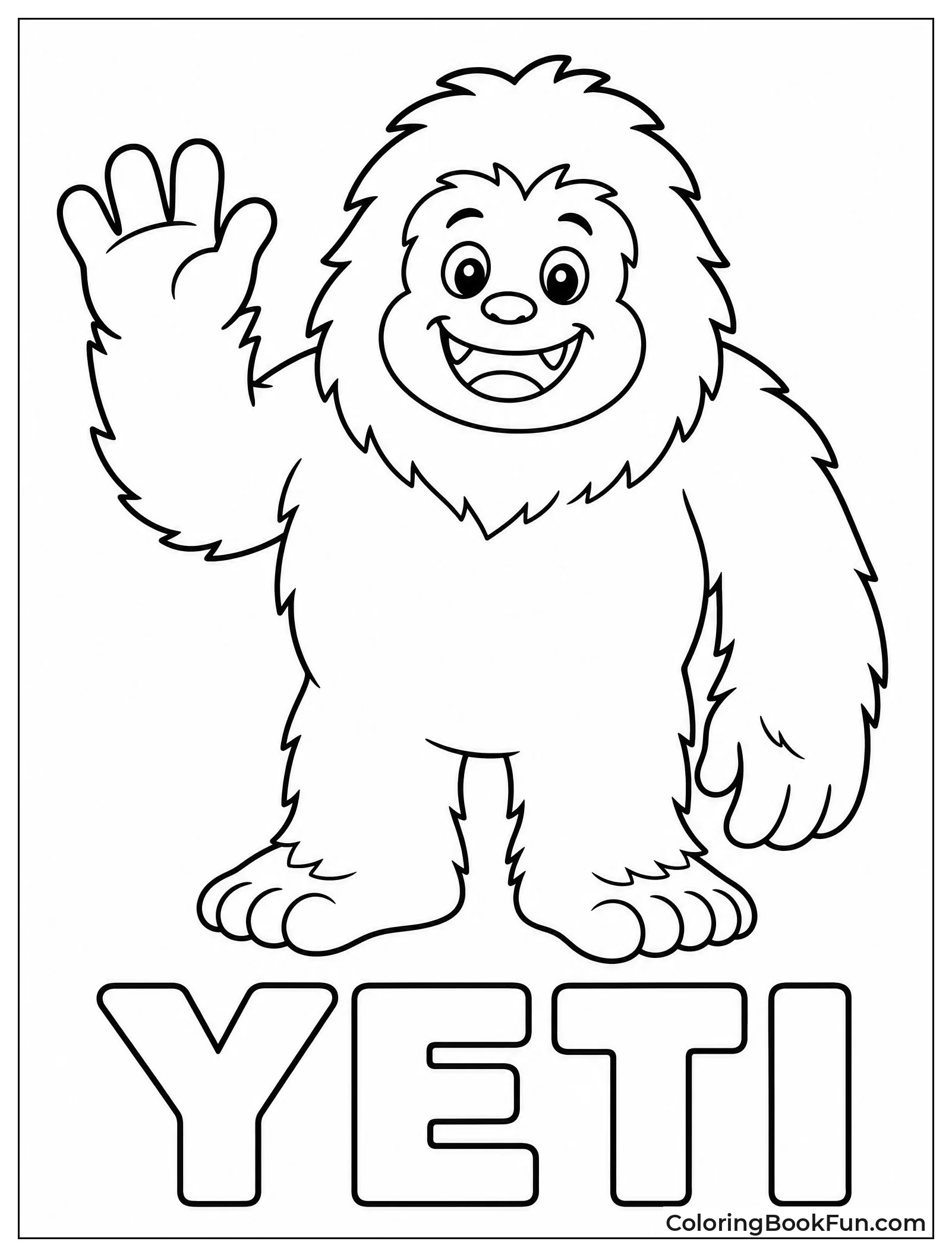 Simple Smiling Yeti Waving