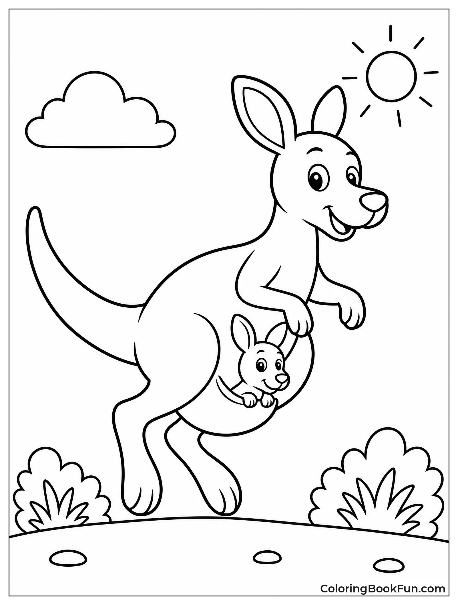 Simple Kangaroo Hopping Outline