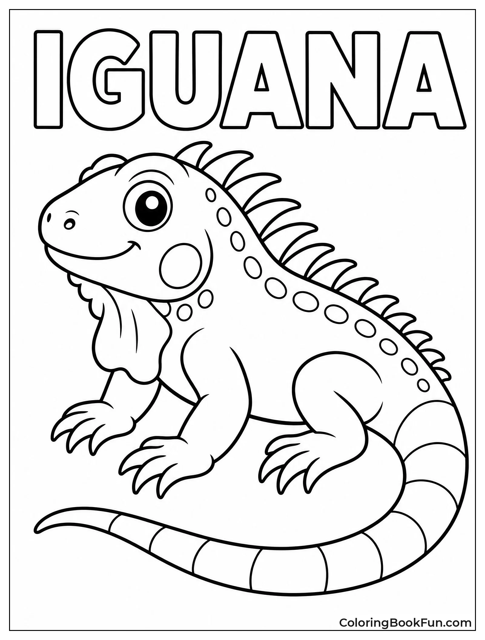 Simple Iguana Outline for Kids