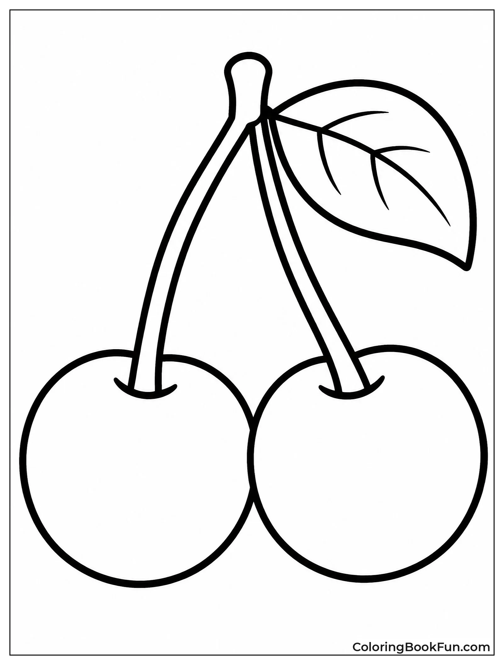 Simple Large Cherry Outline for Kids