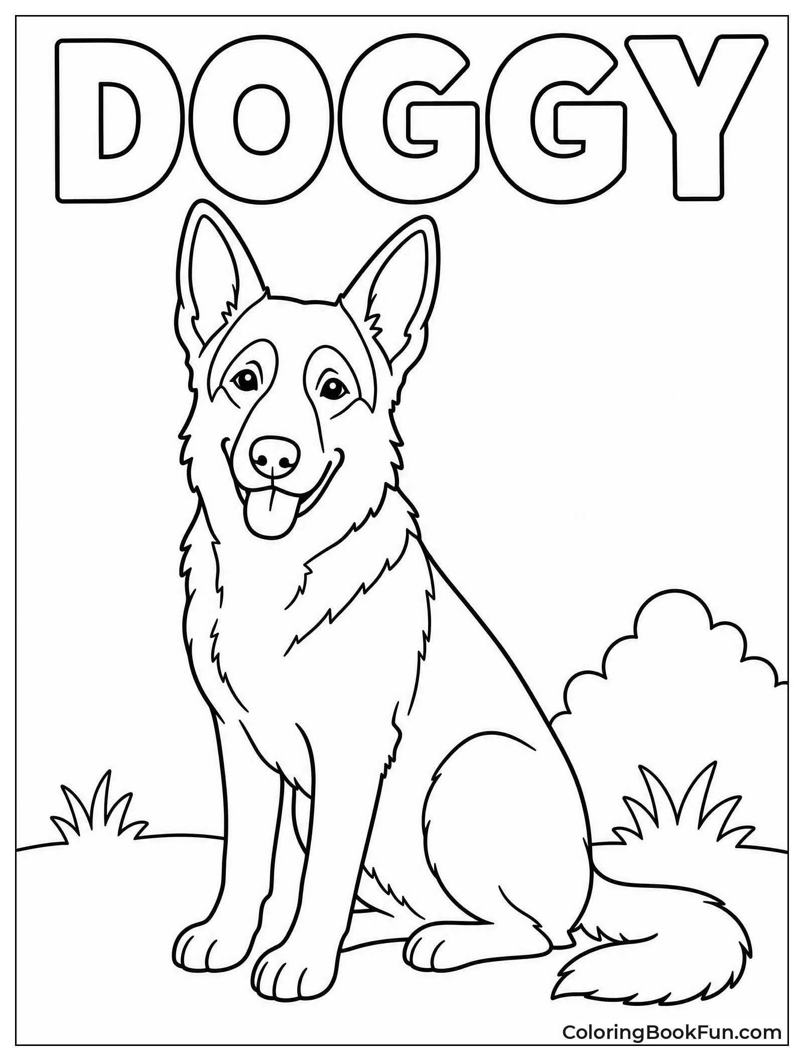 Simple Outline German Shepherd Sitting