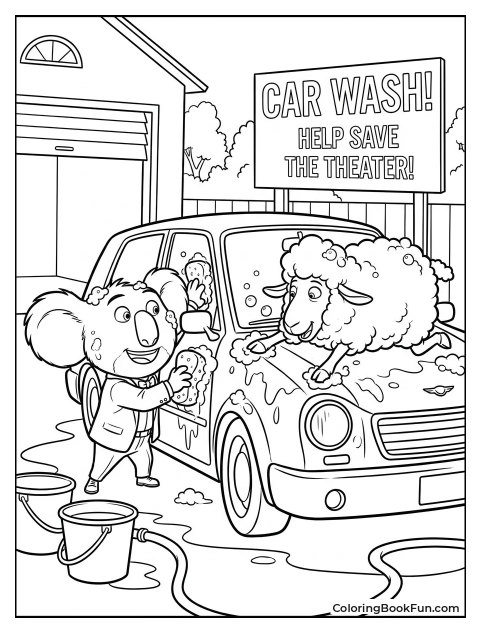 Buster and Eddie Washing Cars